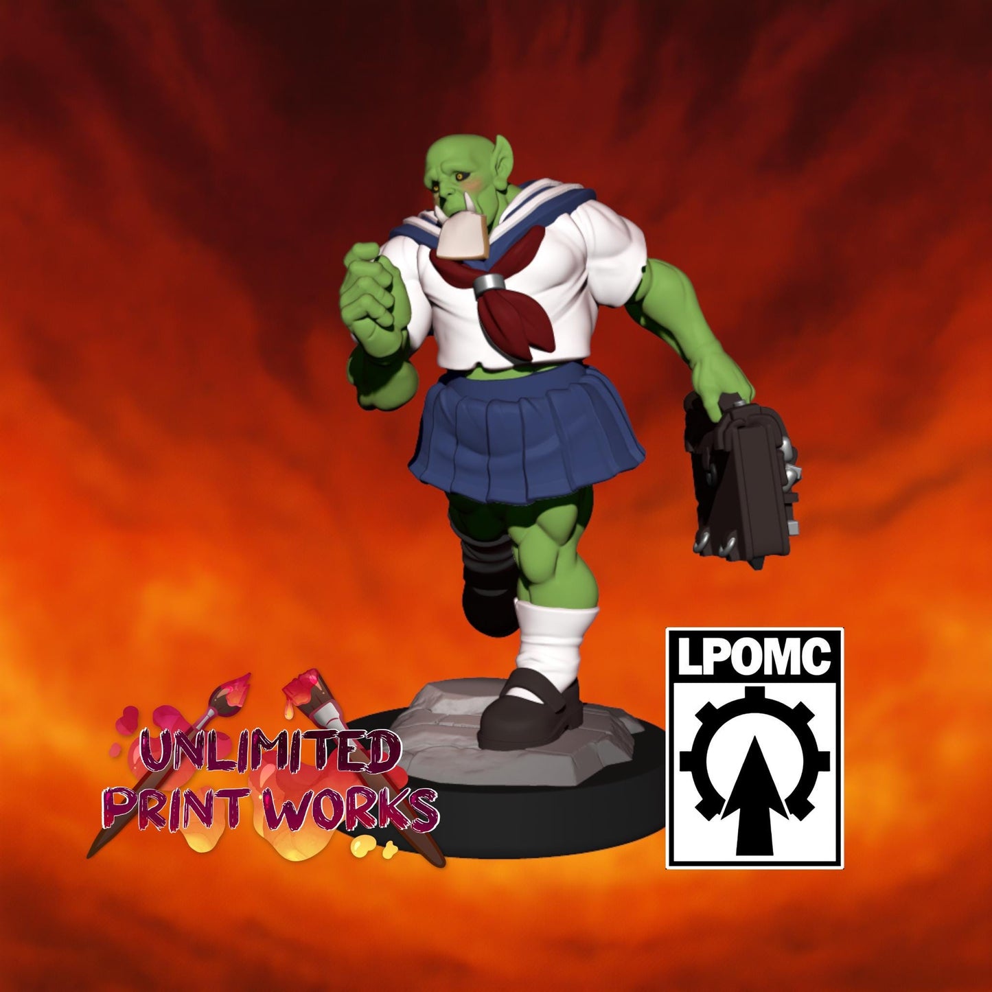 Orc-kun Miniature - 28mm / 32mm / 36mm - LPOMC - Unpainted Resin Printed Figure for D&D, TTRPGs, and Board Games