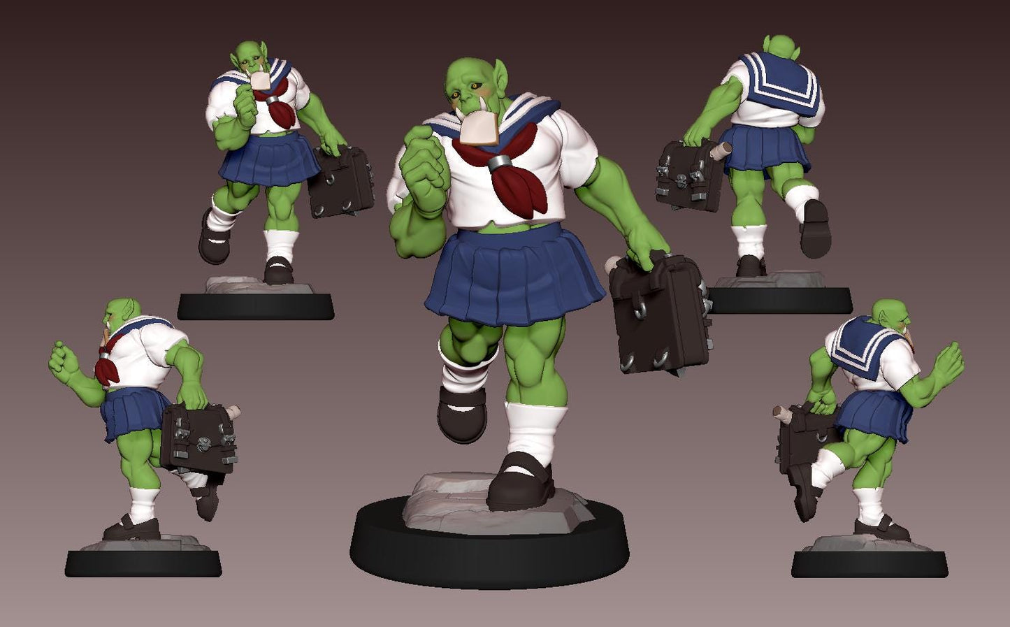 Orc-kun Miniature - 28mm / 32mm / 36mm - LPOMC - Unpainted Resin Printed Figure for D&D, TTRPGs, and Board Games