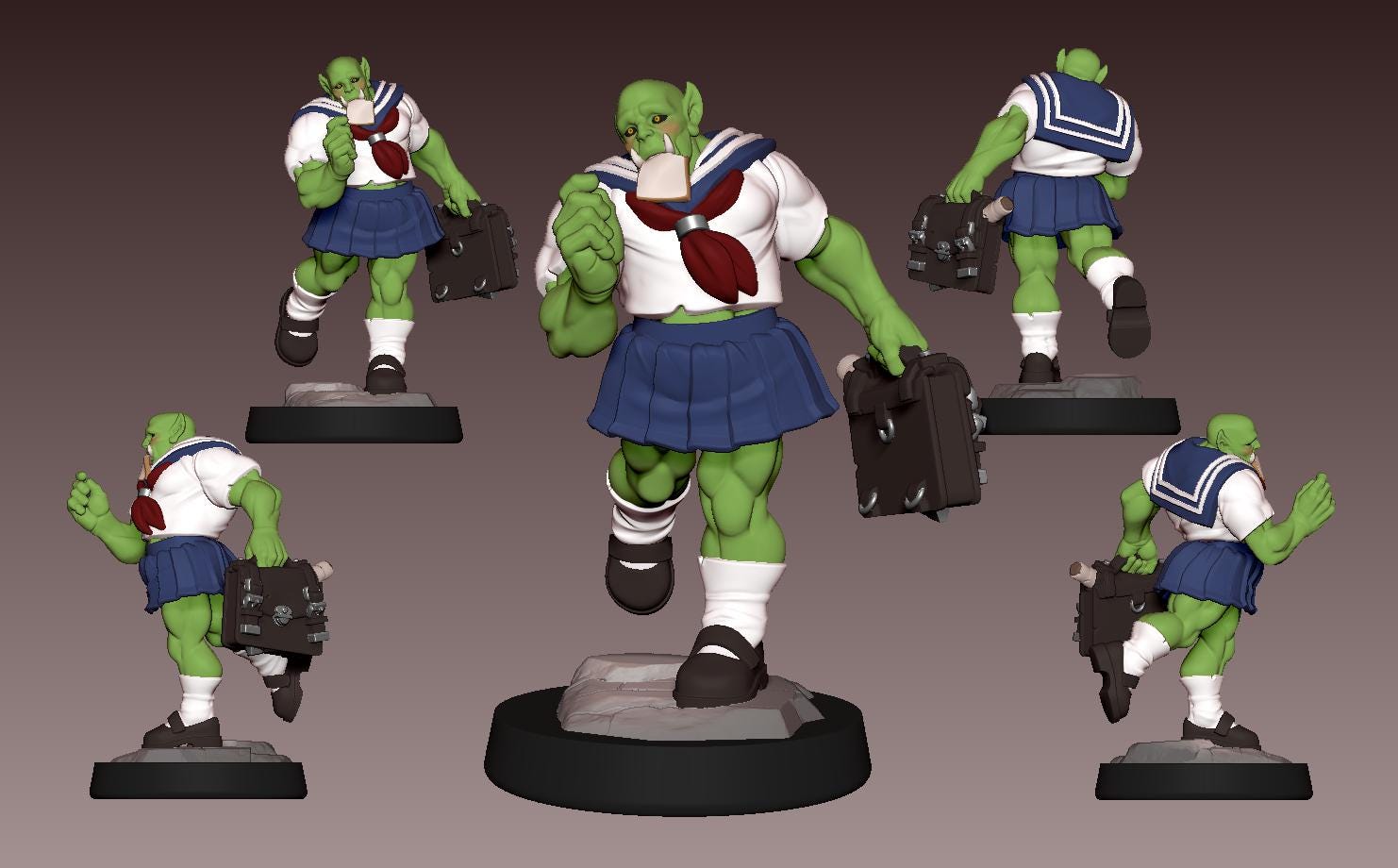 Orc-kun Miniature - 28mm / 32mm / 36mm - LPOMC - Unpainted Resin Printed Figure for D&D, TTRPGs, and Board Games