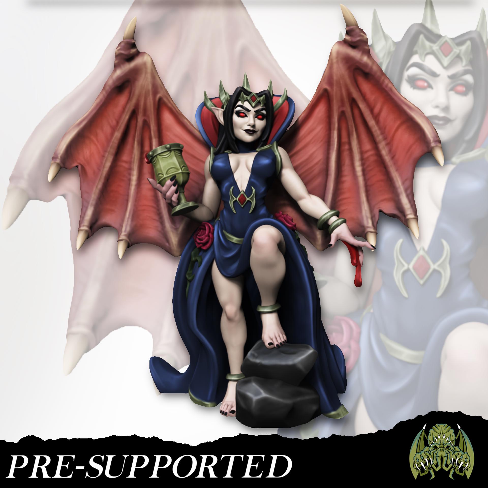 Selena the Vampire Queen Miniature - Miniatures of Madness - 28mm / 32mm / 36mm / Bust - Unpainted Miniature for TTRPGs and Painting