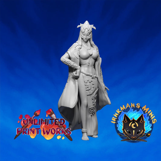 Twilight Dutchess Miniature - 28mm / 32mm / 36mm / 75mm - Irnkman's Minis - Unpainted Resin Printed Figure for D&D, TTRPGs, and Board Games