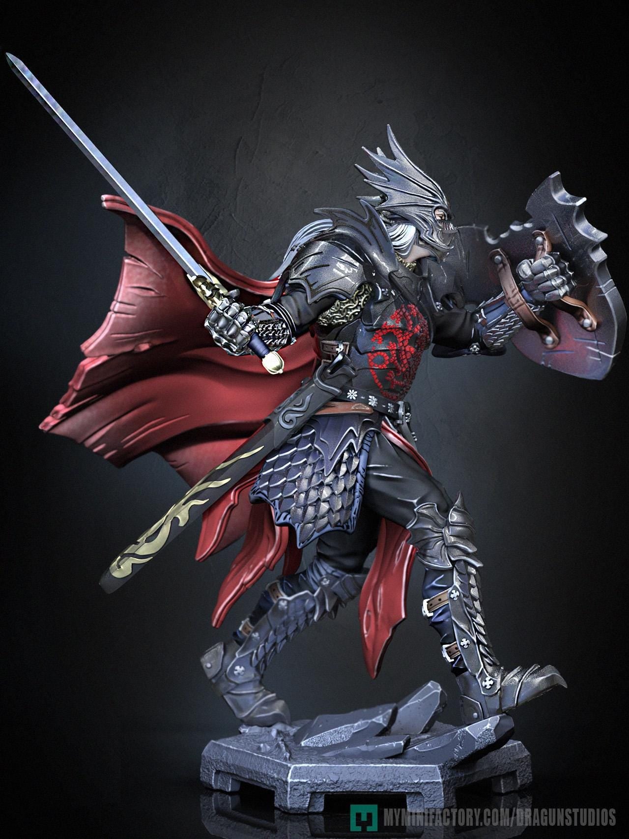 Last Dragon Miniature - 52mm / 97mm - DraGun - Resin Printed Figure for TTRPGs and Board Games
