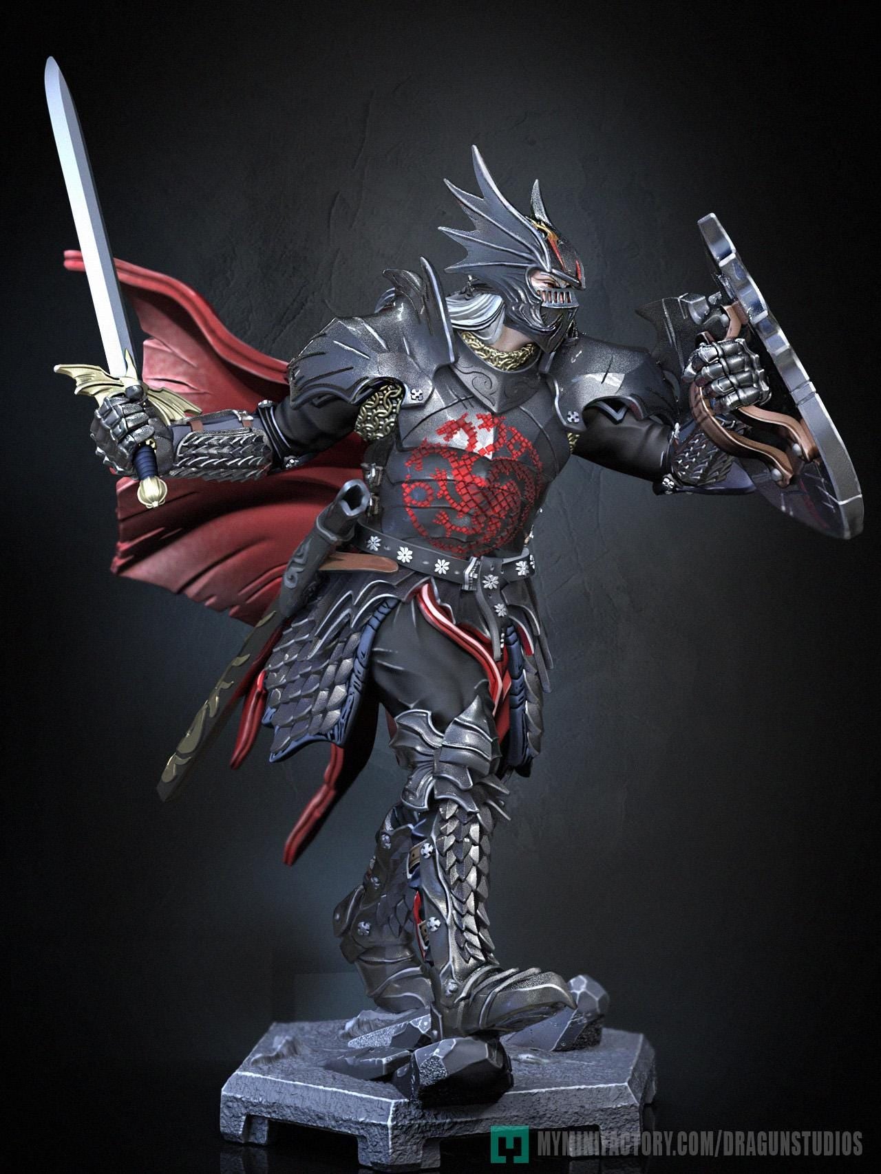 Last Dragon Miniature - 52mm / 97mm - DraGun - Resin Printed Figure for TTRPGs and Board Games