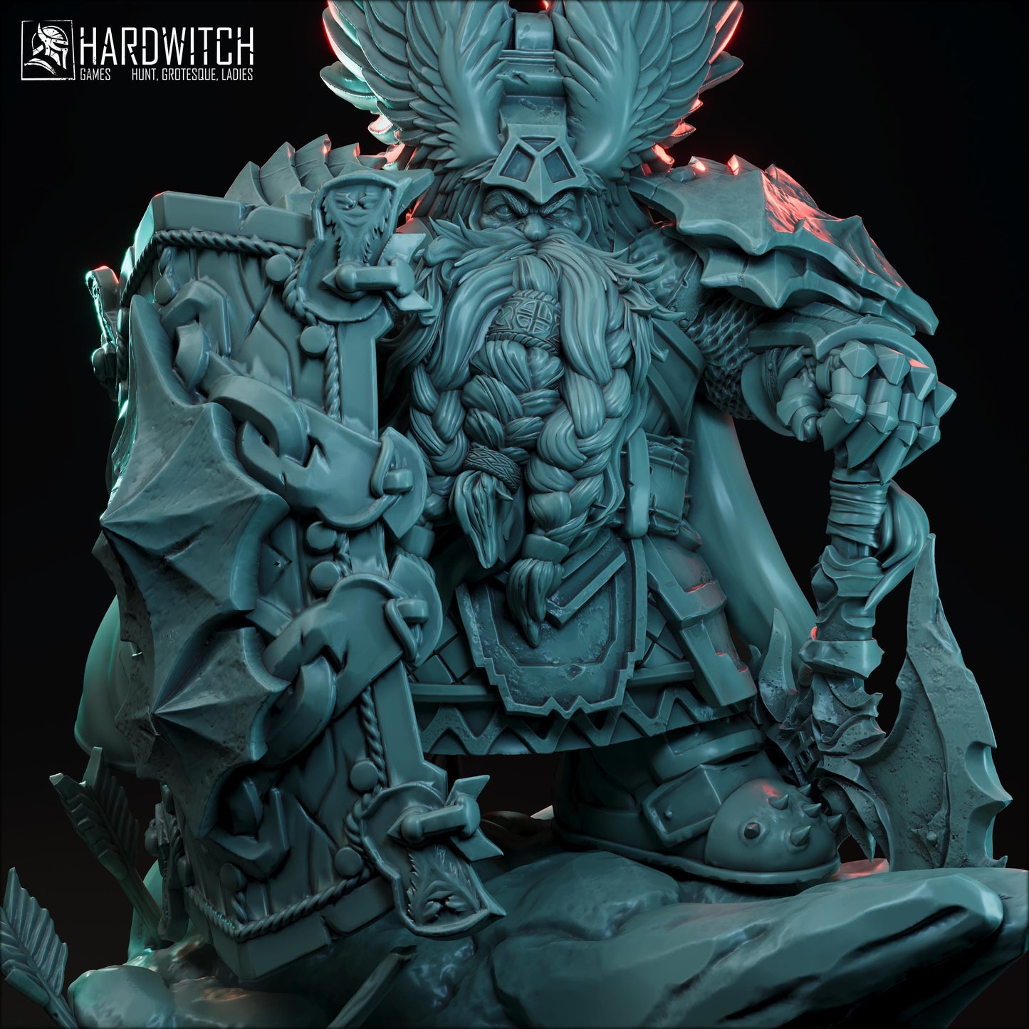 Berd Ironbrow Miniature - 28mm / 32mm / 36mm / 75mm - HardWitch Games - Resin Printed Figure for D&D, TTRPGs, and Board Gaming