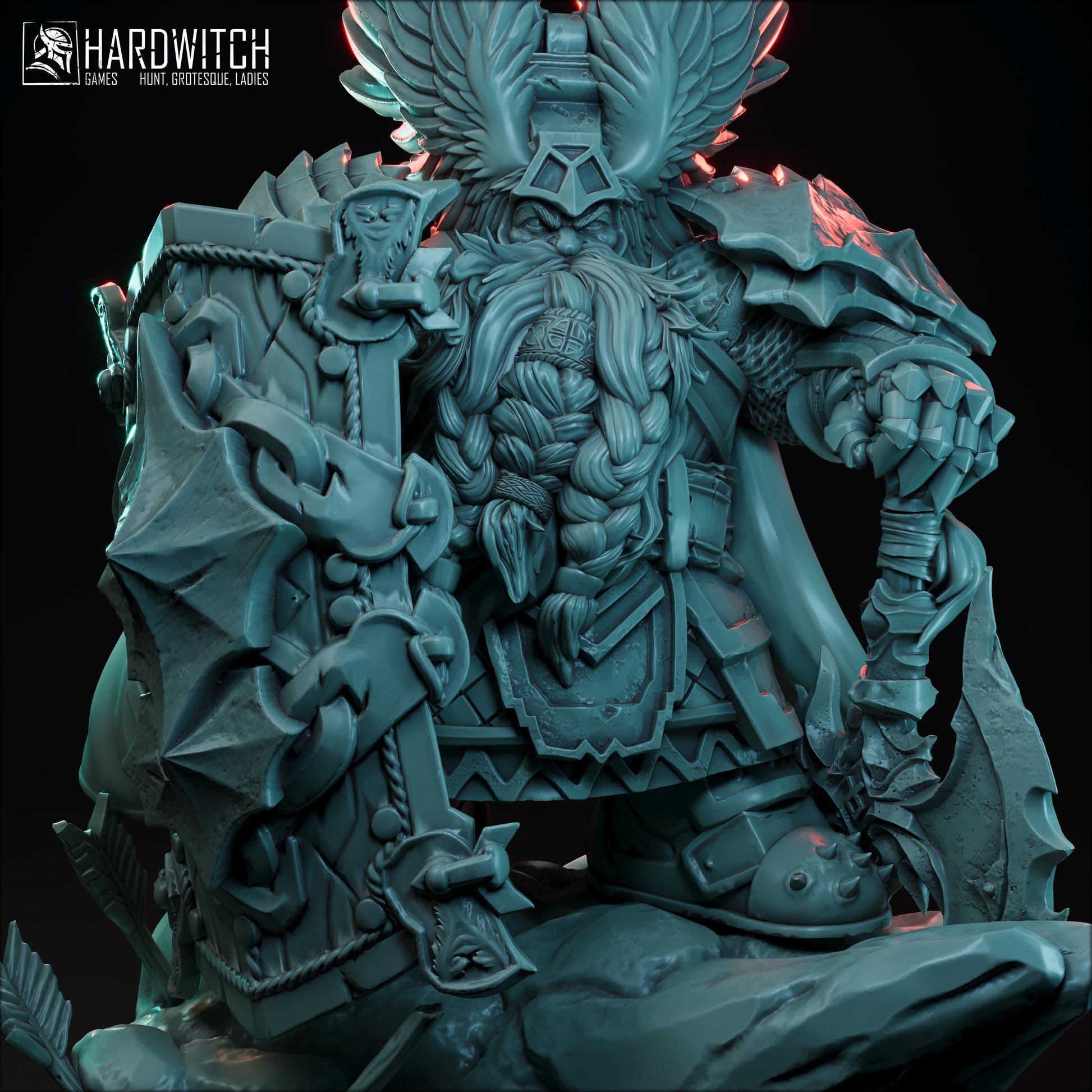 Berd Ironbrow Miniature - 28mm / 32mm / 36mm / 75mm - HardWitch Games - Resin Printed Figure for D&D, TTRPGs, and Board Gaming