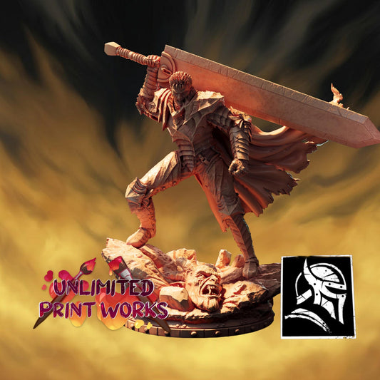Berserker Pilgrim Miniature (2 Variations) - 28mm / 32mm / 36mm / 75mm - HardWitch Games - Resin Printed Figure for TTRPGs and War Games