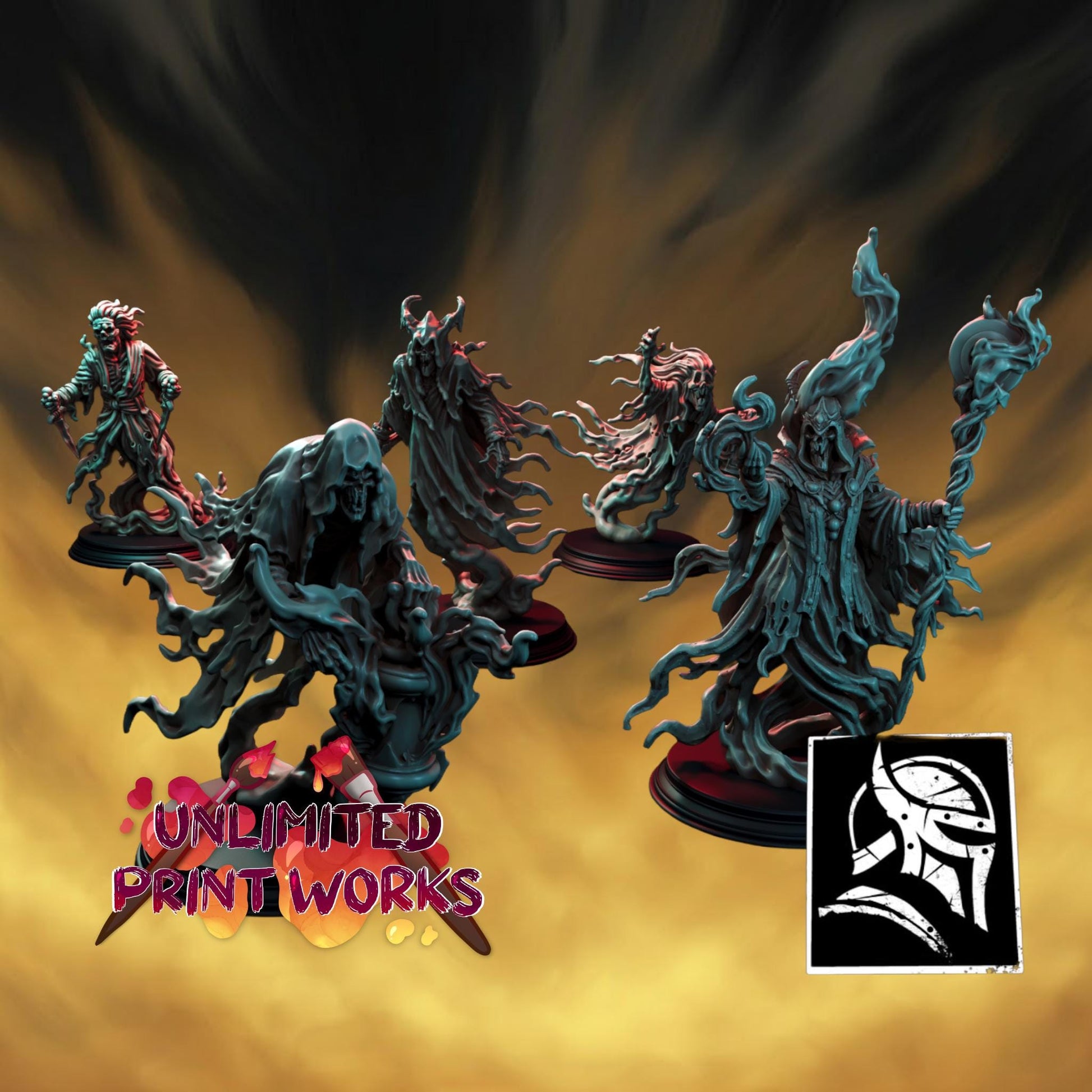 Ghost Miniature Set - 28mm / 32mm / 36mm - HardWitch Games - Resin Printed Figure for D&D, TTRPGs, and Board Games