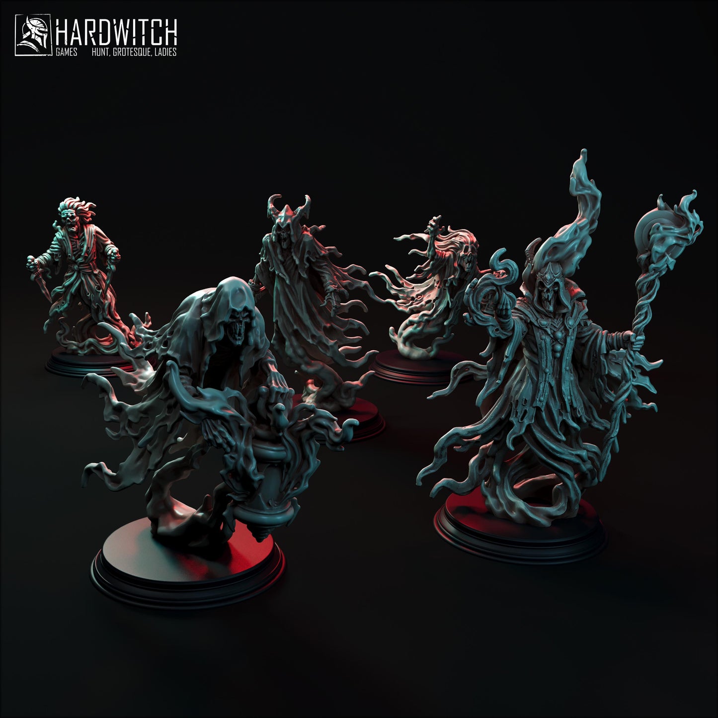 Ghost Miniature Set - 28mm / 32mm / 36mm - HardWitch Games - Resin Printed Figure for D&D, TTRPGs, and Board Games