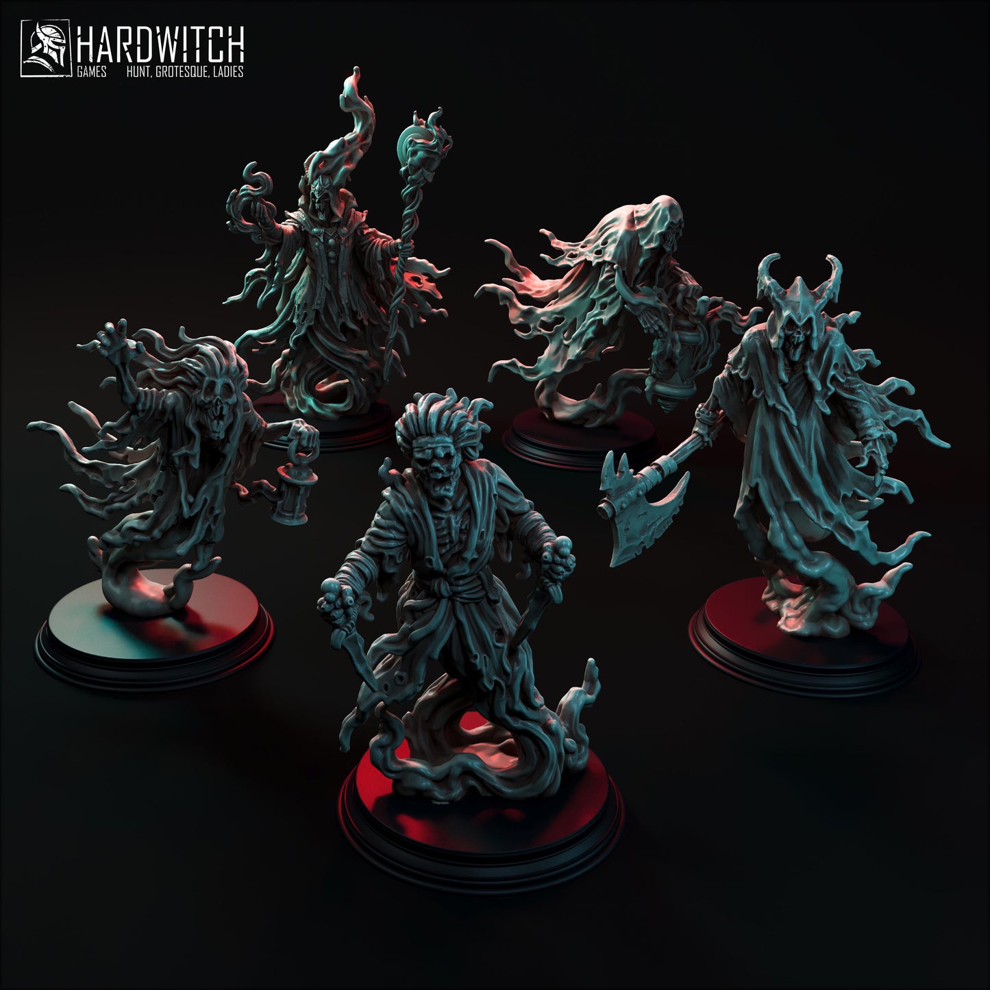 Ghost Miniature Set - 28mm / 32mm / 36mm - HardWitch Games - Resin Printed Figure for D&D, TTRPGs, and Board Games