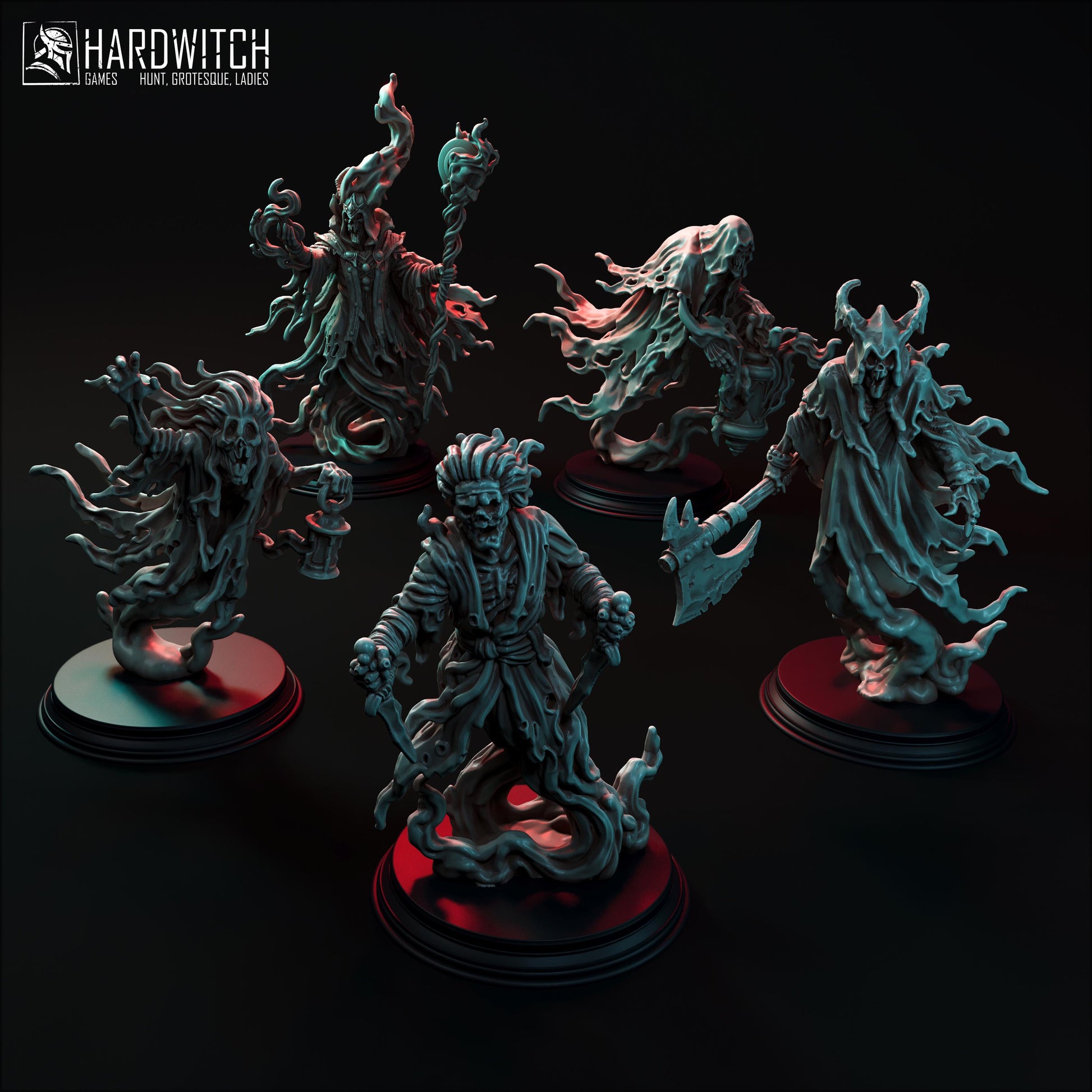 Ghost Miniature Set - 28mm / 32mm / 36mm - HardWitch Games - Resin Printed Figure for D&D, TTRPGs, and Board Games