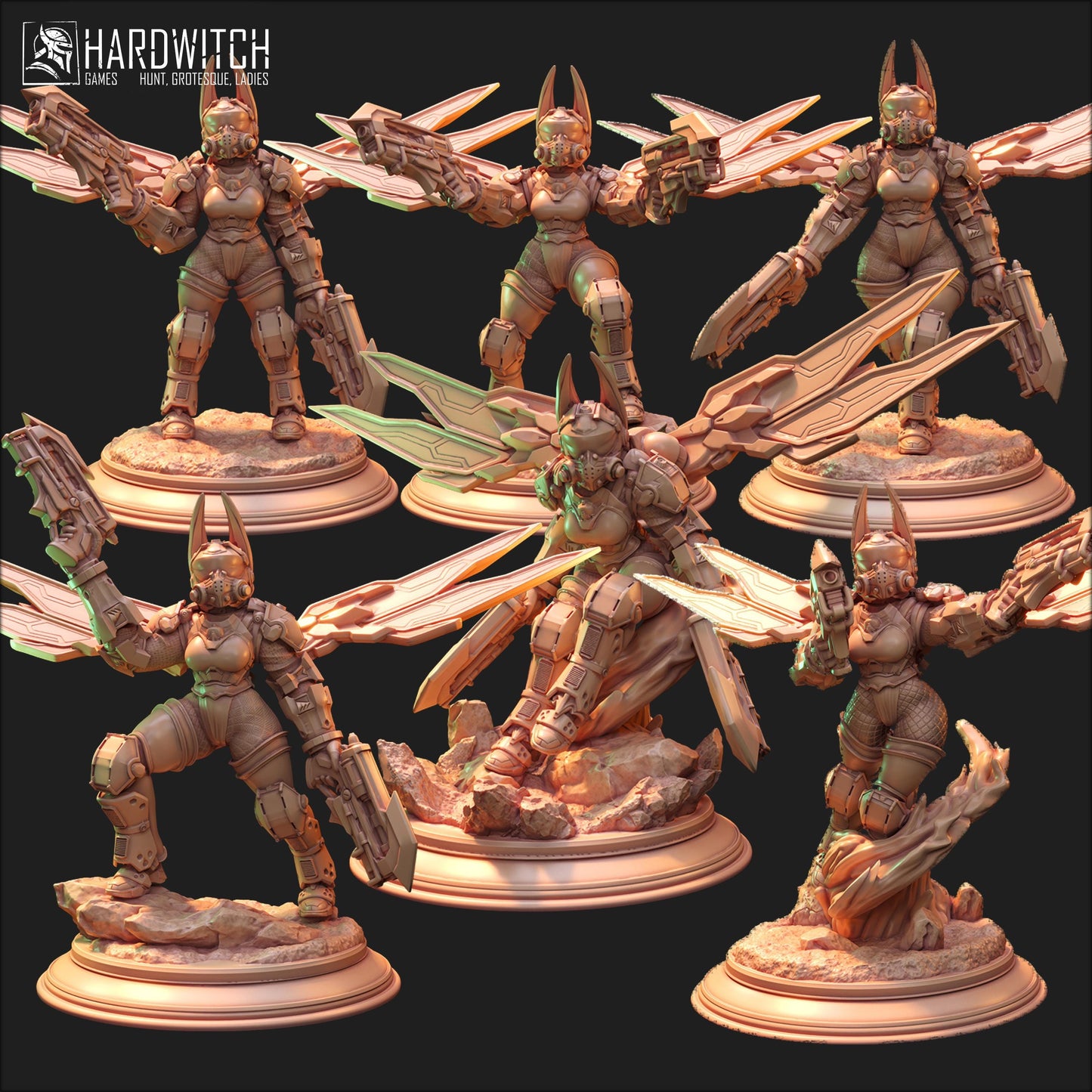Cybernetic Miniature Set - 28mm / 32mm / 36mm - HardWitch Games - Resin Printed Figure for D&D, TTRPGs, and Board Games