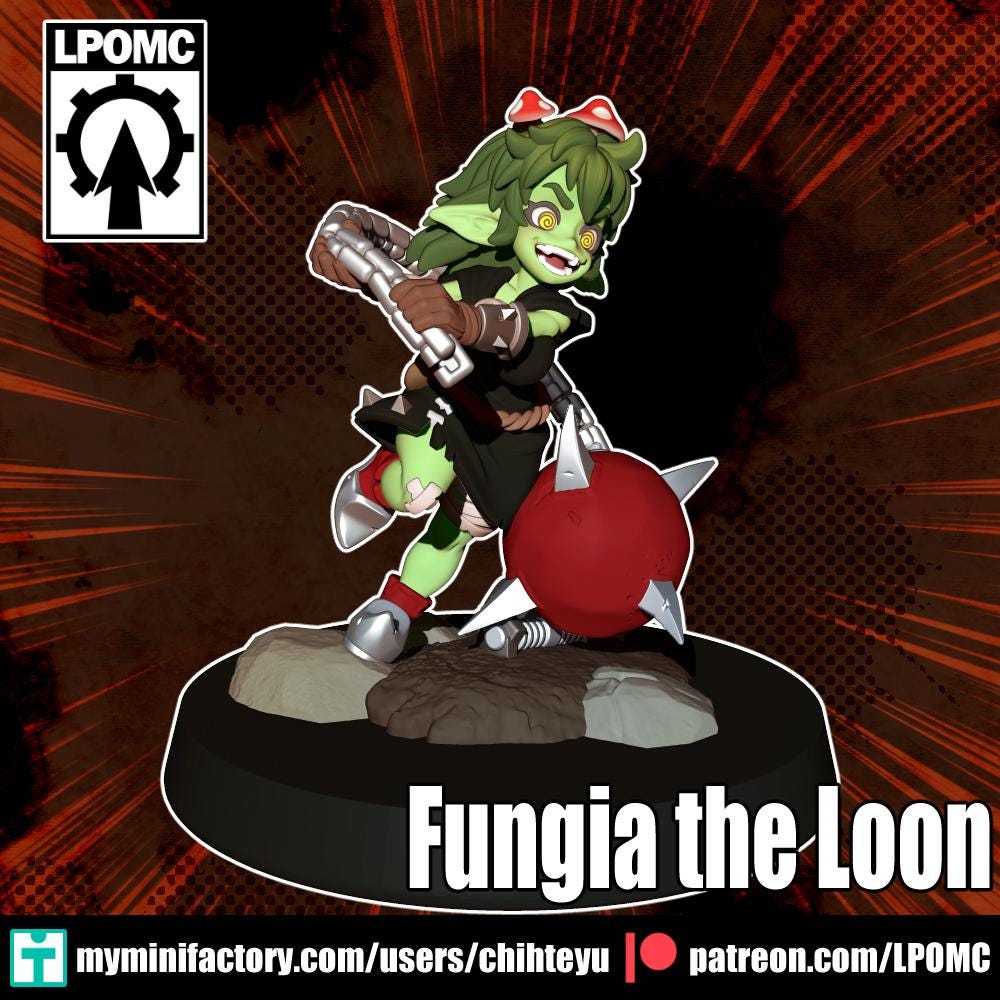Fungia the Loon Miniature - 28mm / 32mm / 36mm - LPOMC - Unpainted Resin Printed Figure for D&D, TTRPGs, and Board Games