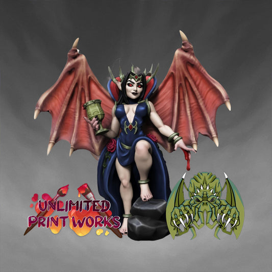 Selena the Vampire Queen Miniature - Miniatures of Madness - 28mm / 32mm / 36mm / Bust - Unpainted Miniature for TTRPGs and Painting