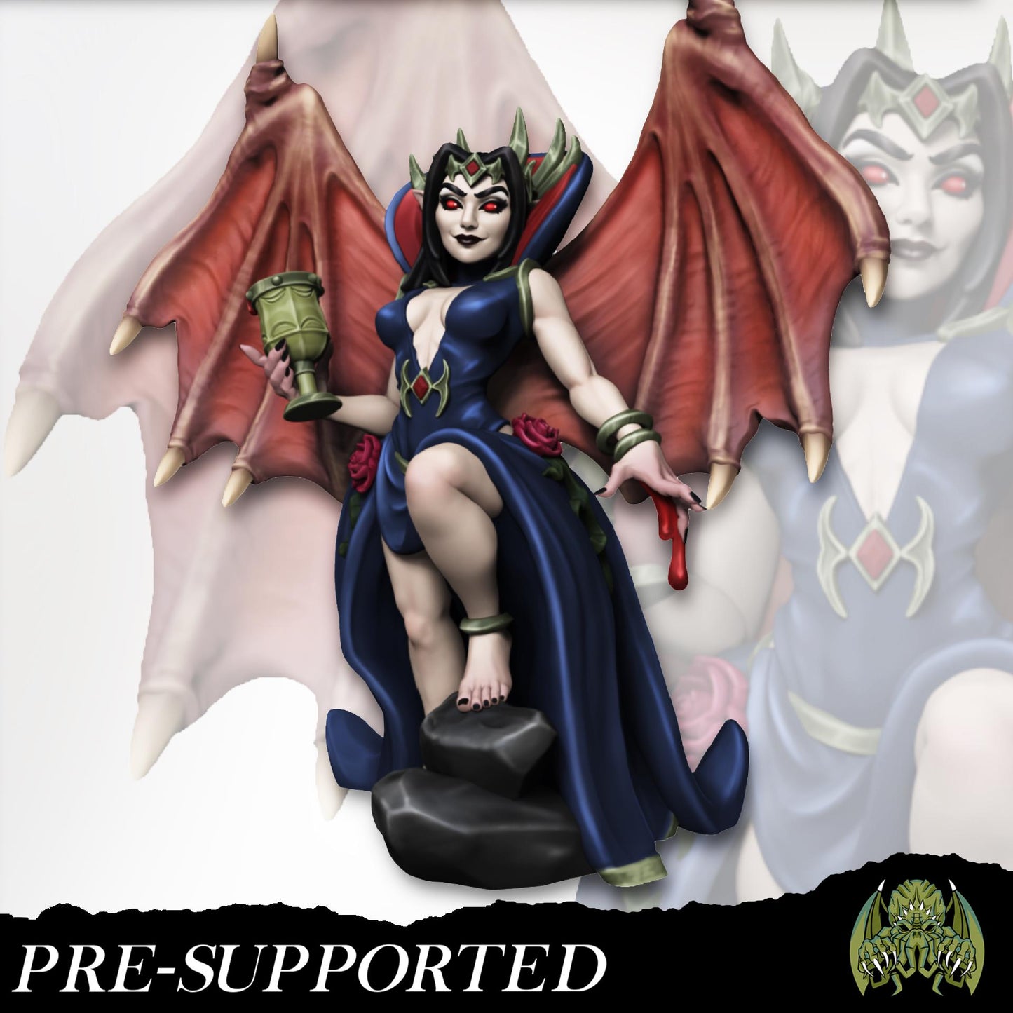 Selena the Vampire Queen Miniature - Miniatures of Madness - 28mm / 32mm / 36mm / Bust - Unpainted Miniature for TTRPGs and Painting