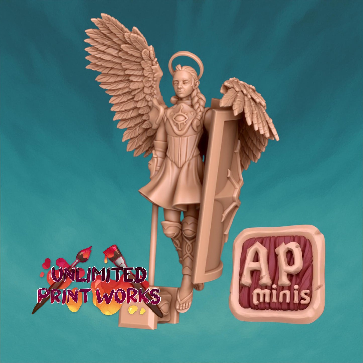 Pollux, Guardian Angel Miniature - Awkward Penguin’s Minis - 28mm / 32mm / 36mm - Resin Printed Figure for TTRPGs and Painting