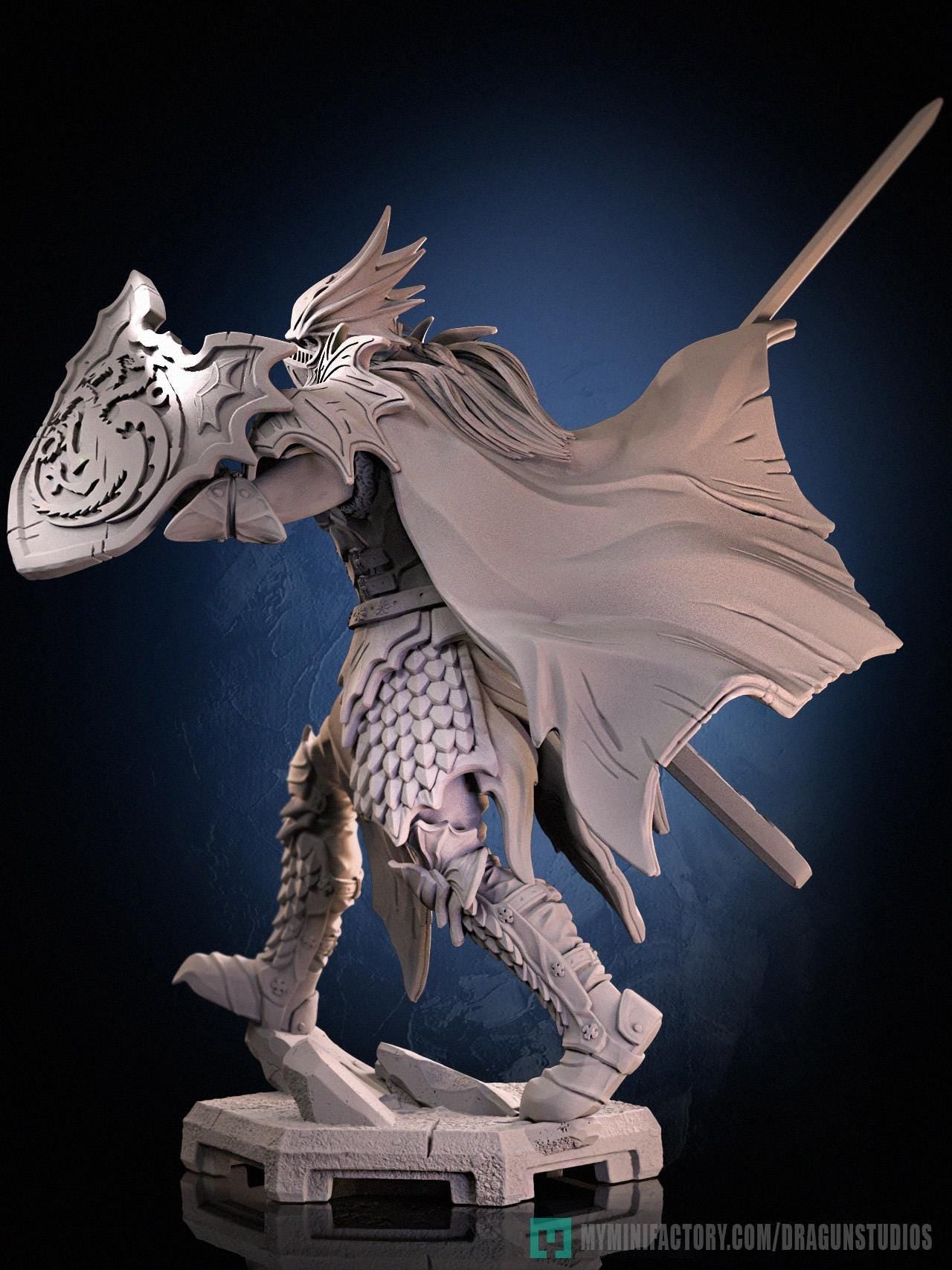 Last Dragon Miniature - 52mm / 97mm - DraGun - Resin Printed Figure for TTRPGs and Board Games