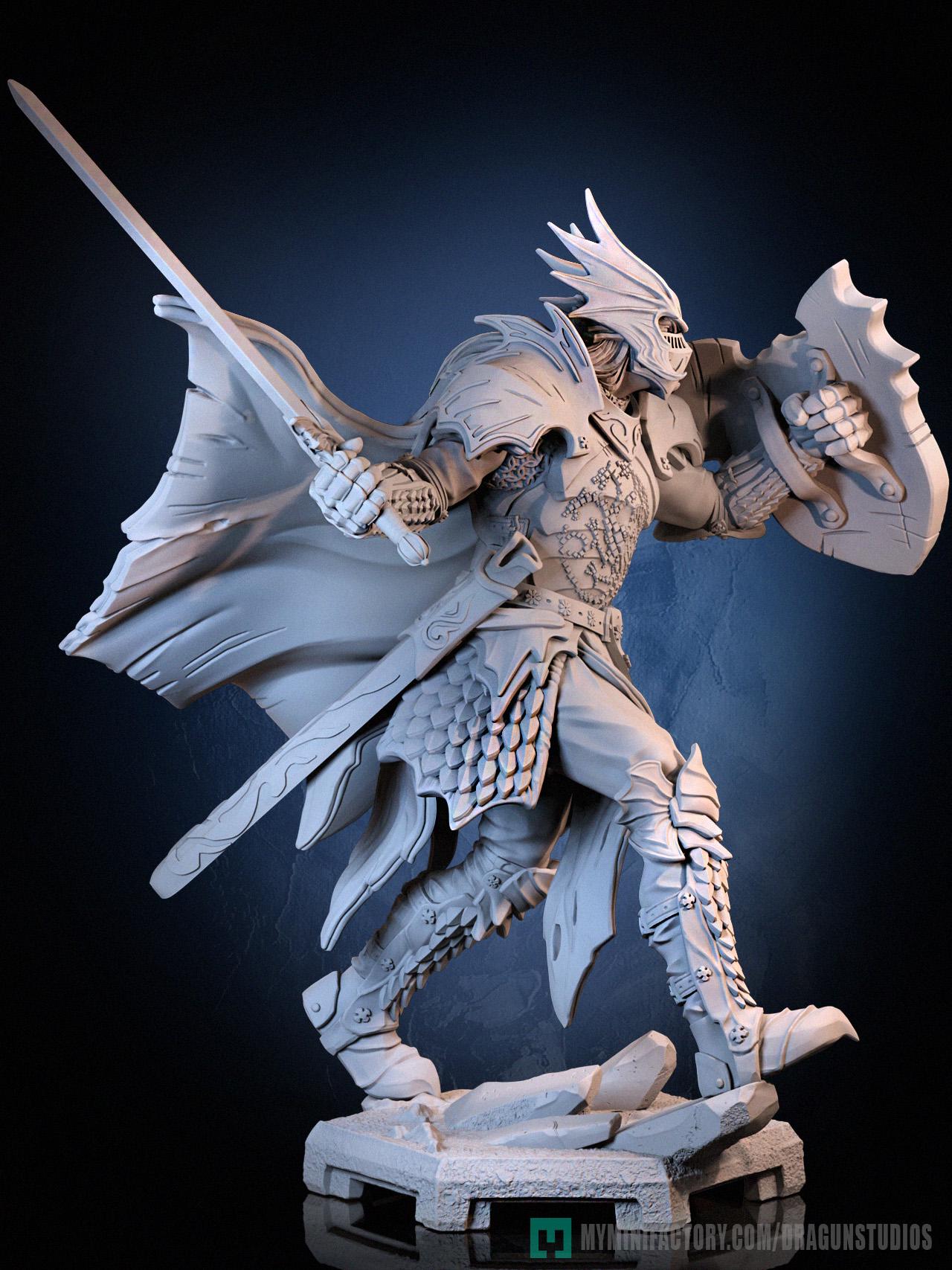 Last Dragon Miniature - 52mm / 97mm - DraGun - Resin Printed Figure for TTRPGs and Board Games
