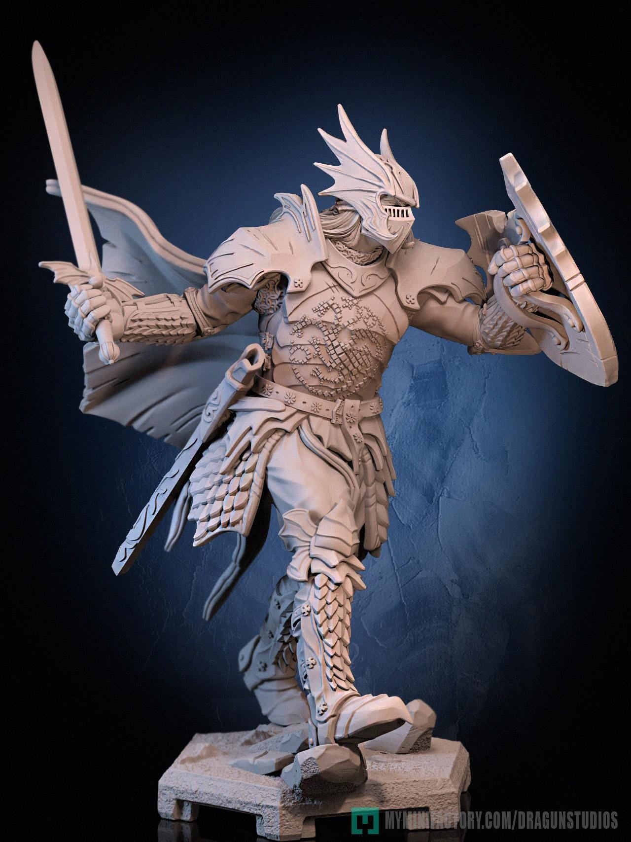 Last Dragon Miniature - 52mm / 97mm - DraGun - Resin Printed Figure for TTRPGs and Board Games