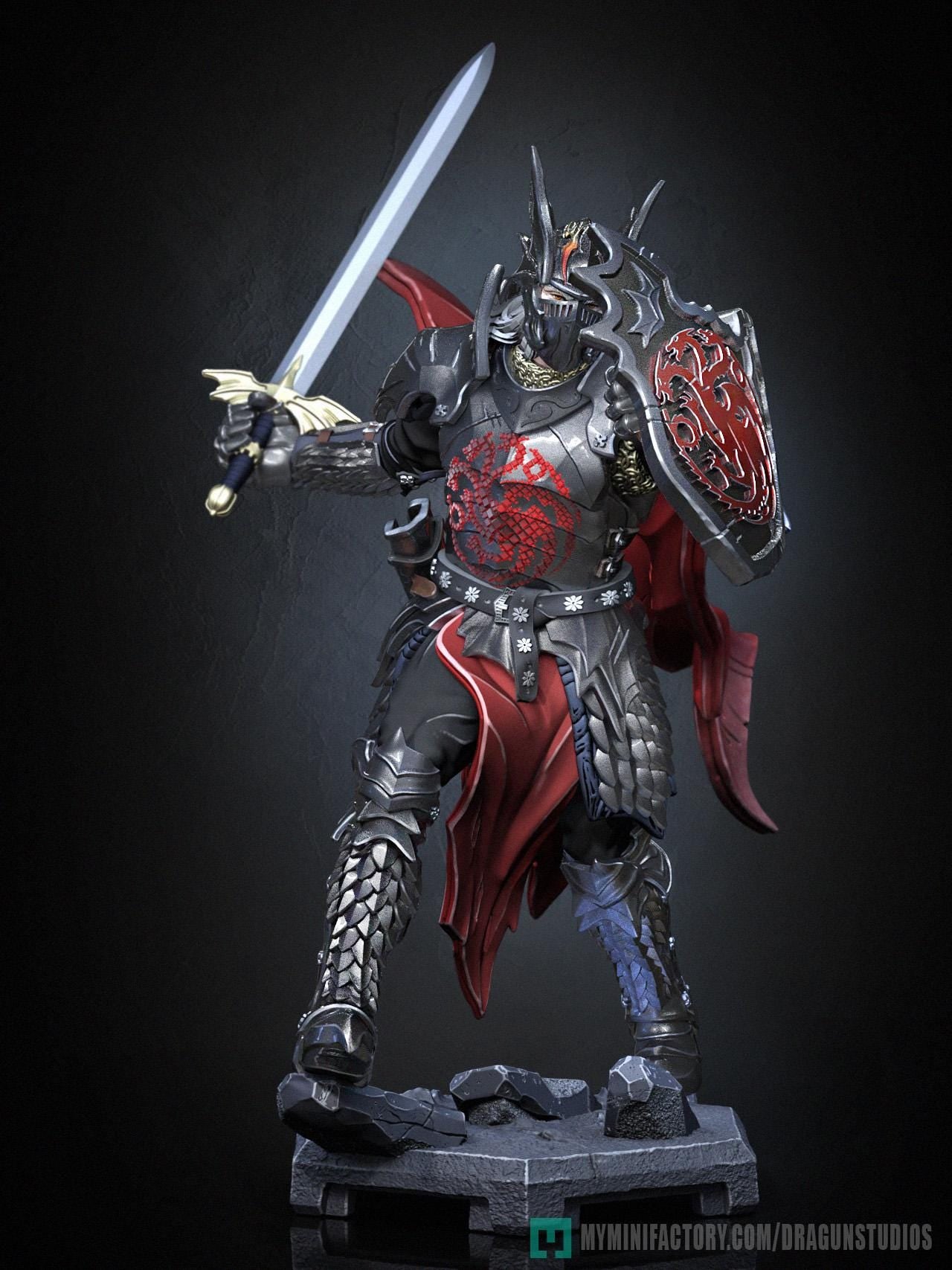 Last Dragon Miniature - 52mm / 97mm - DraGun - Resin Printed Figure for TTRPGs and Board Games
