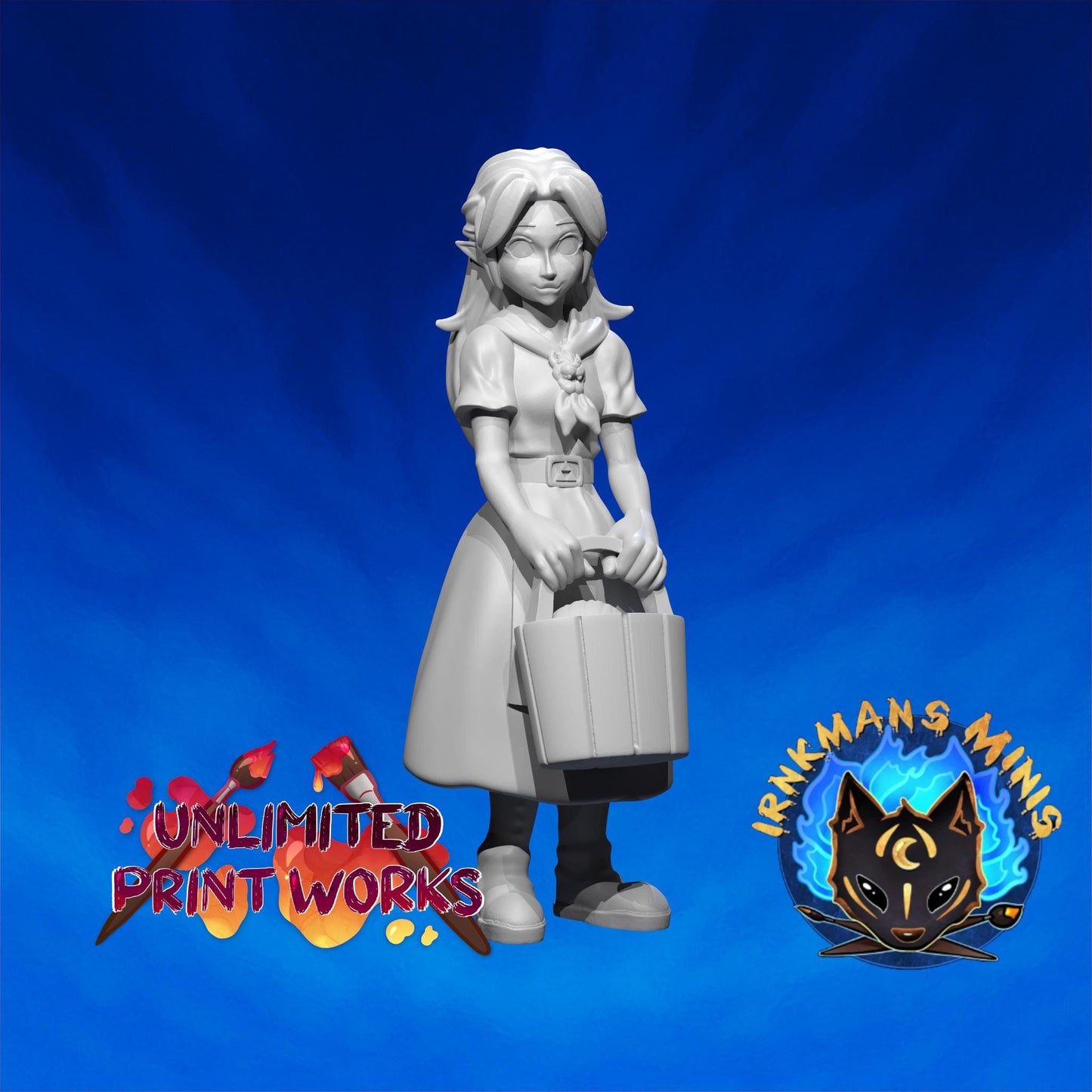 Ranch Girl Miniature - 28mm / 32mm / 36mm / 75mm - Irnkman's Minis - Unpainted Resin Printed Figure for D&D, TTRPGs, and Board Games