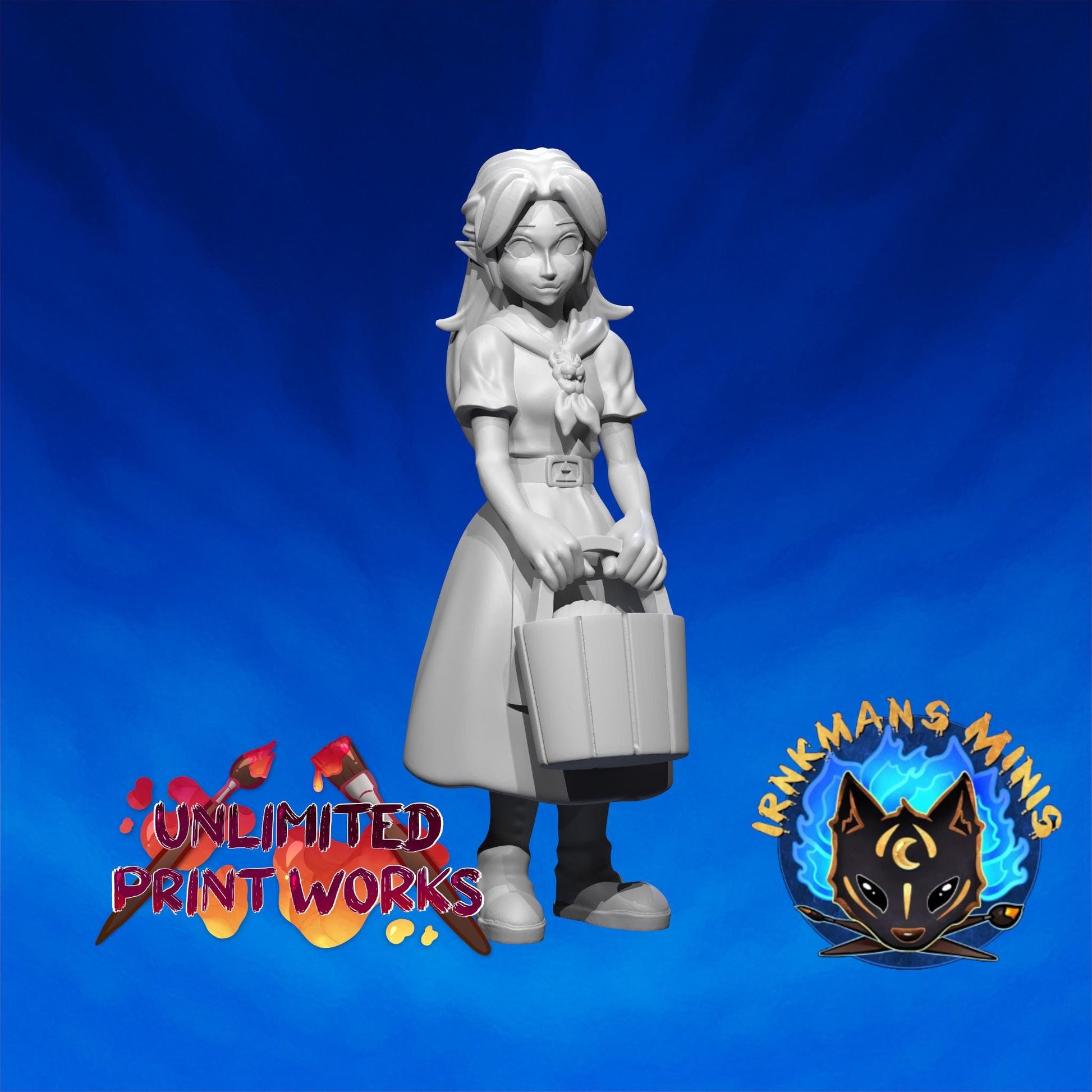 Ranch Girl Miniature - 28mm / 32mm / 36mm / 75mm - Irnkman's Minis - Unpainted Resin Printed Figure for D&D, TTRPGs, and Board Games
