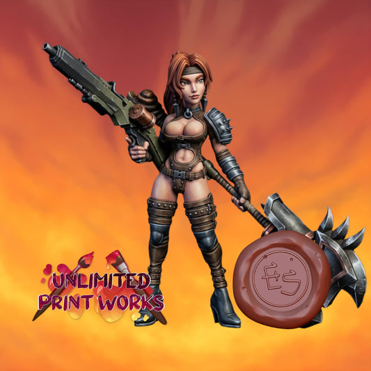 Fiend Hunter Miniature - 28mm / 32mm / 36mm / 75mm - Ethan Savage Studios - Unpainted Resin Printed Figure for TTRPGs, and Board Games