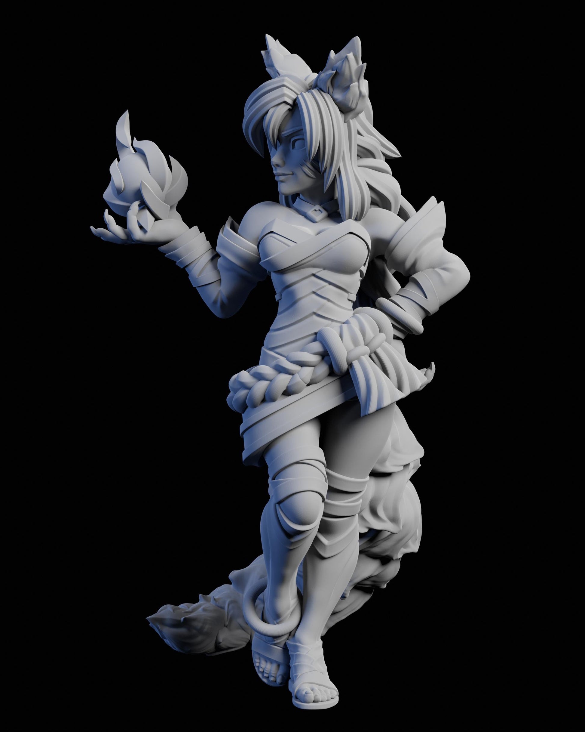 Fox Spirit Miniature (2 Variations) - 28mm / 32mm / 36mm / 75mm - Ethan Savage Studios - Unpainted Resin Printed Figure for TTRPGs