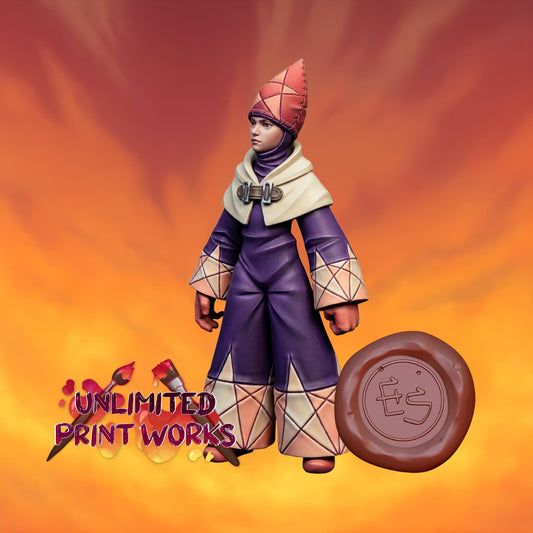 Time Mage Miniature - 28mm / 32mm / 36mm / 75mm - Ethan Savage Studios - Unpainted Resin Printed Figure for TTRPGs, and Board Games