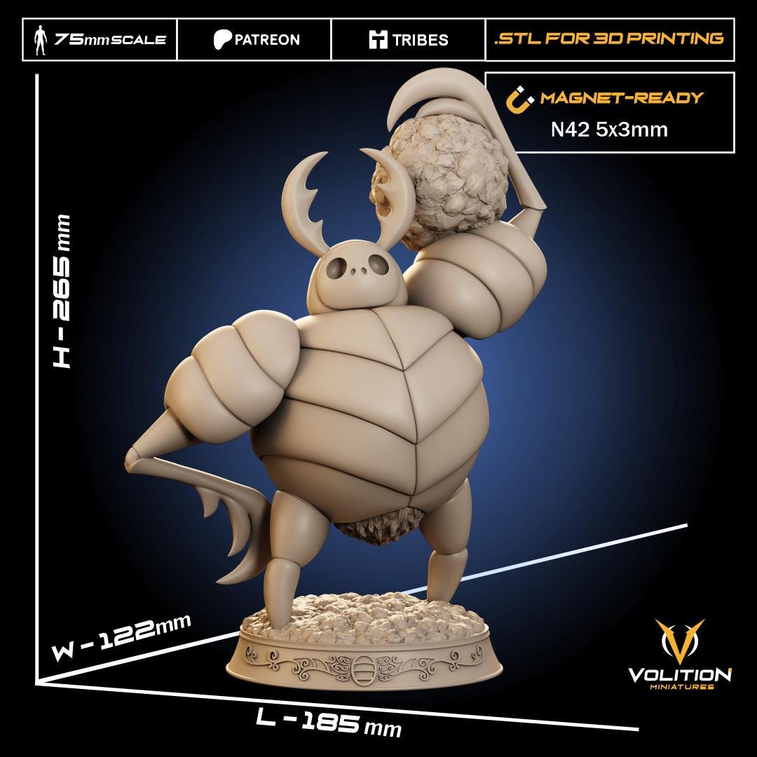 Dung Defender Figure - 75mm - Volition Miniatures - Unpainted Resin Printed Figurine