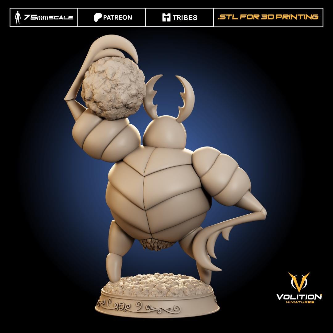 Dung Defender Figure - 75mm - Volition Miniatures - Unpainted Resin Printed Figurine