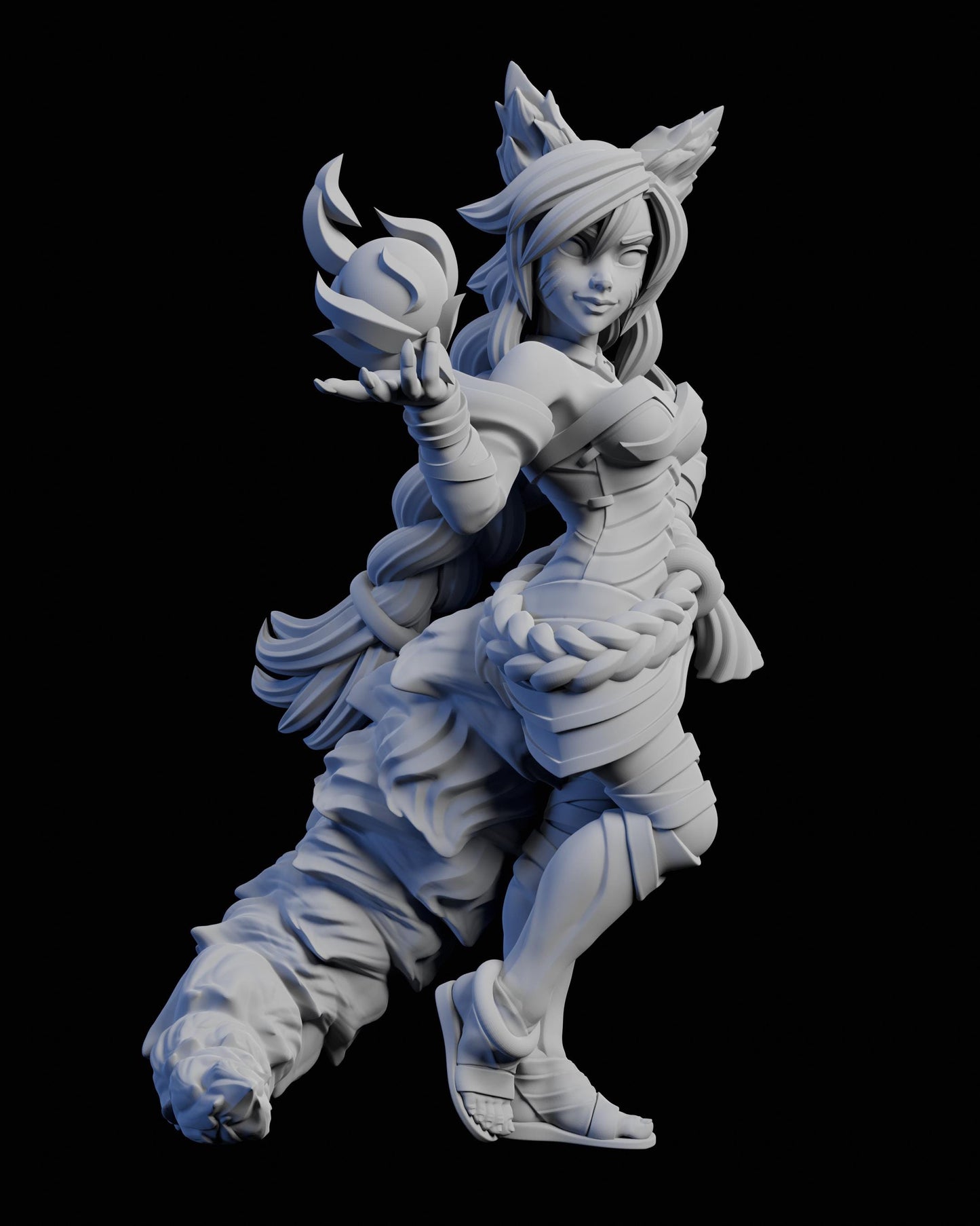 Fox Spirit Miniature (2 Variations) - 28mm / 32mm / 36mm / 75mm - Ethan Savage Studios - Unpainted Resin Printed Figure for TTRPGs
