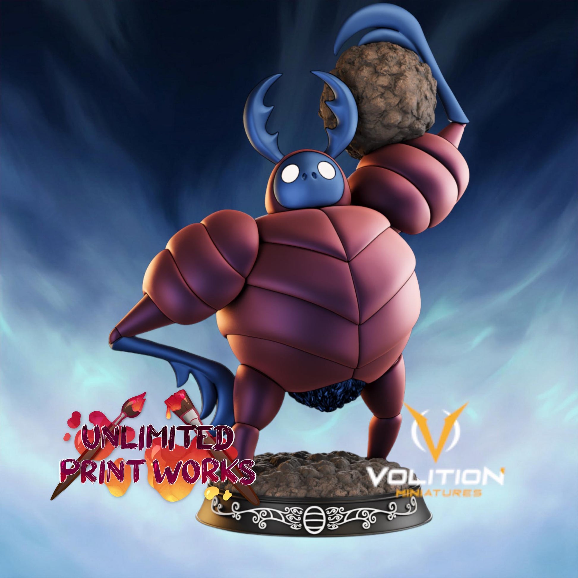 Dung Defender Figure - 75mm - Volition Miniatures - Unpainted Resin Printed Figurine