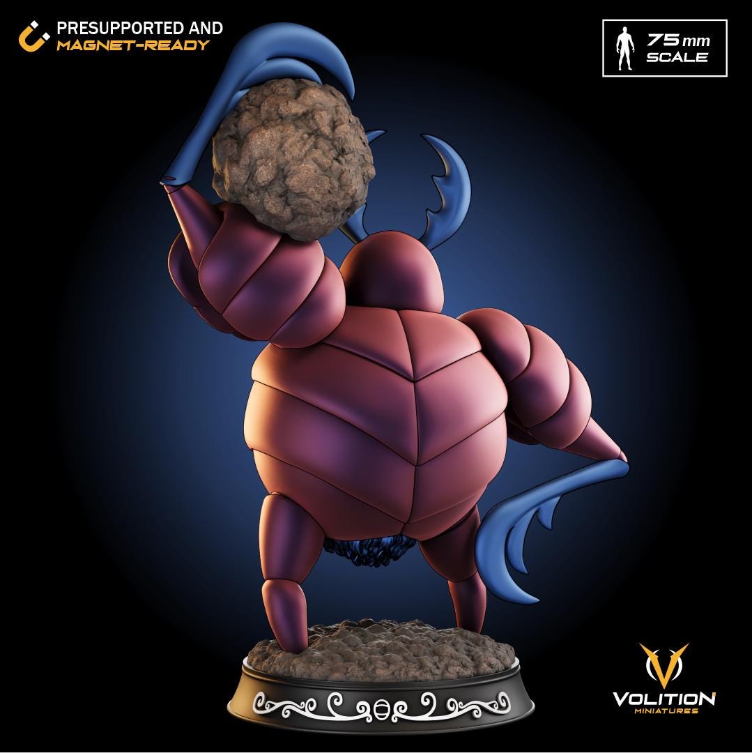Dung Defender Figure - 75mm - Volition Miniatures - Unpainted Resin Printed Figurine