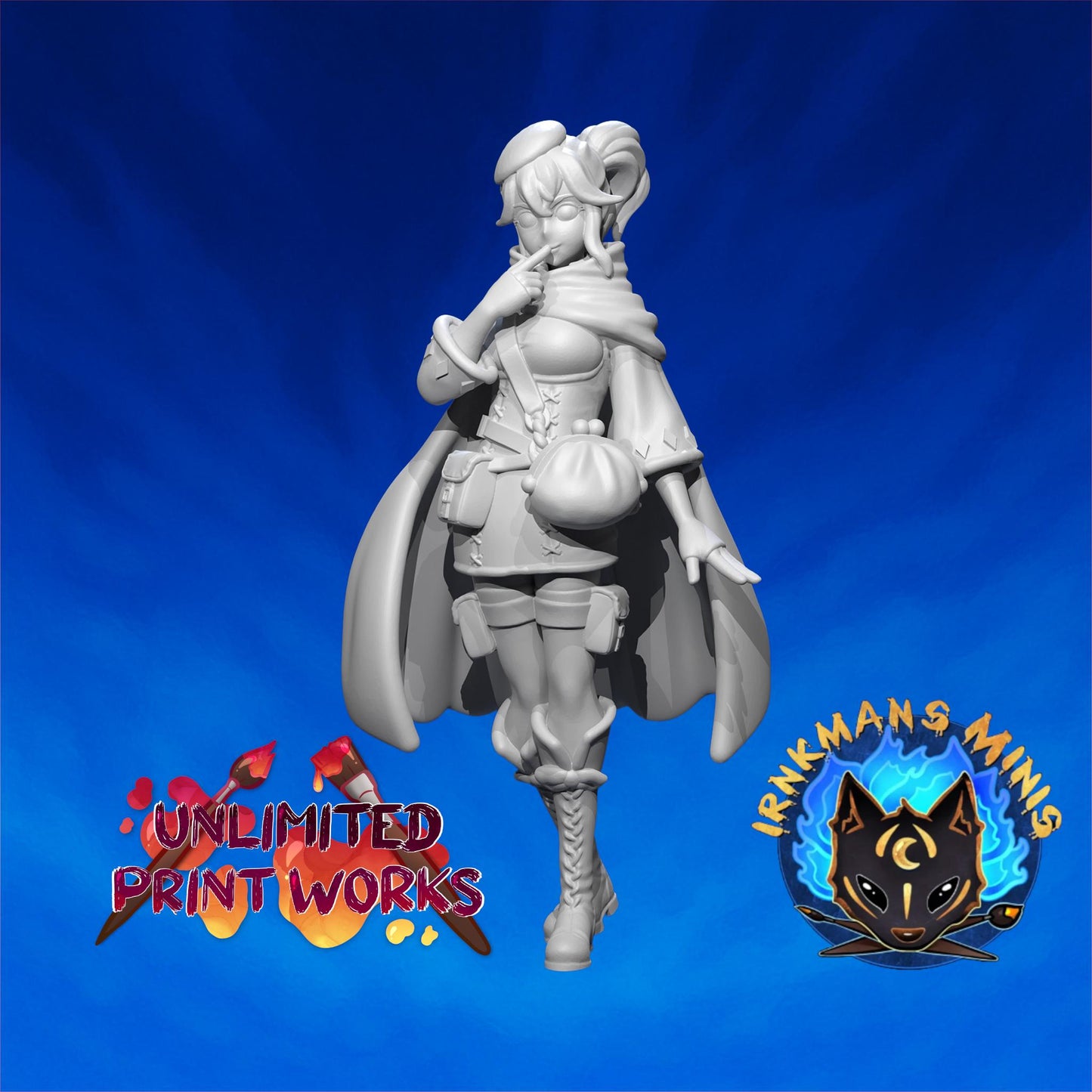 Trickster Merchant Ann Miniature - 28mm / 32mm / 36mm - Irnkman's Minis - Resin Printed Figure for D&D, TTRPGs, and Board Games