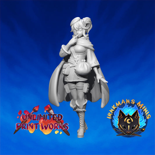 Trickster Merchant Ann Miniature - 28mm / 32mm / 36mm - Irnkman's Minis - Resin Printed Figure for D&D, TTRPGs, and Board Games