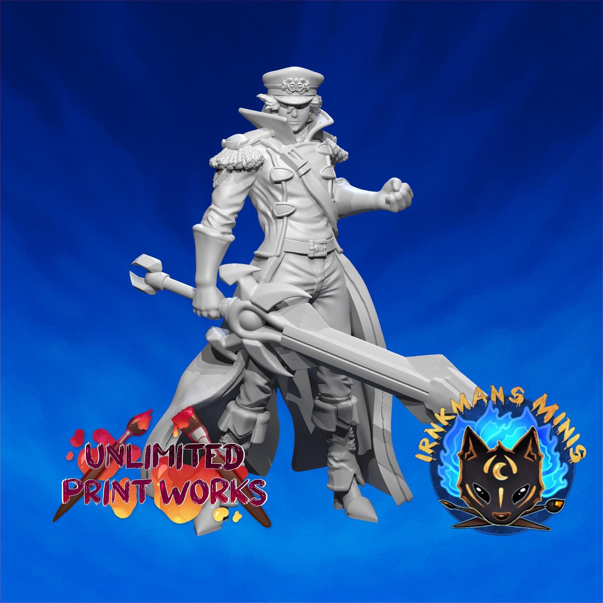 Bancho Battler Miniature - 28mm / 32mm / 36mm - Irnkman's Minis - Resin Printed Figure for D&D, TTRPGs, and Board Games