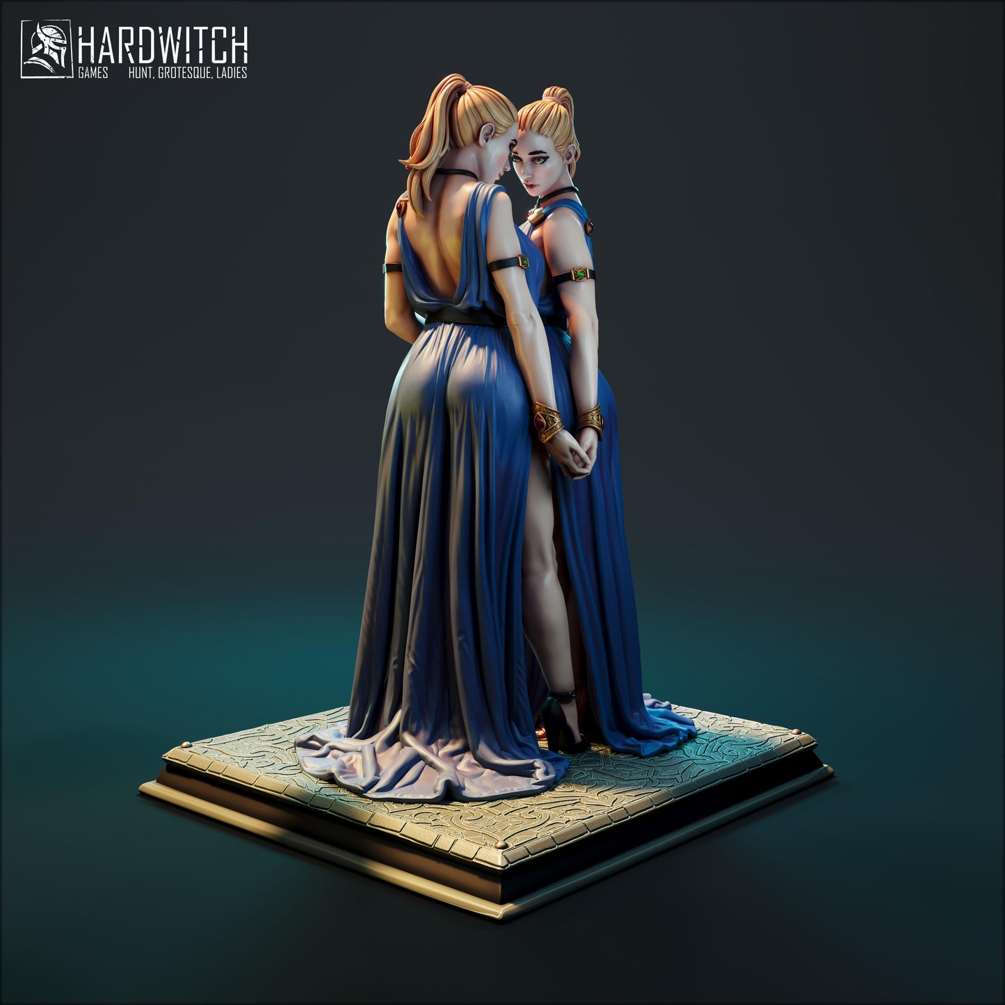 Gemini Twins Miniature (w/NSFW Variation) - 28mm / 32mm / 36mm / 75mm - HardWitch Games - Resin Printed Figure for TTRPGs