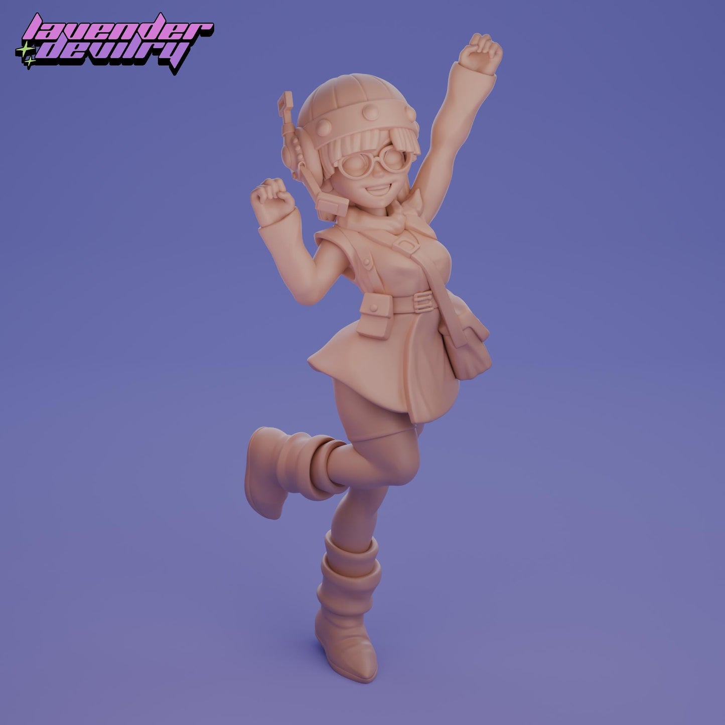 Luccky Engineer Miniature - 28mm / 32mm / 36mm / 75mm - Lavender Devilry - Unpainted Resin Printed Figure for D&D, TTRPGs and Board Games