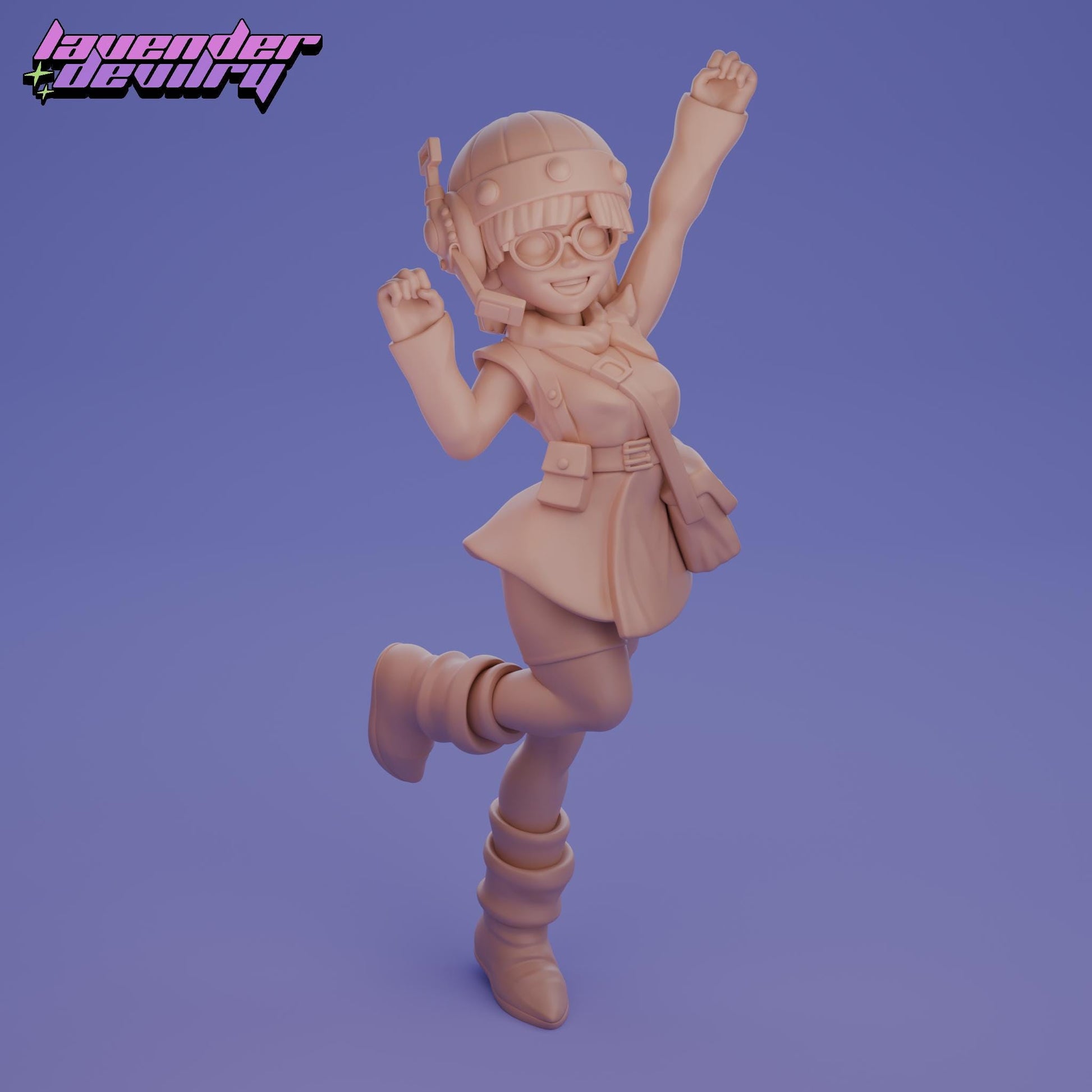 Luccky Engineer Miniature - 28mm / 32mm / 36mm / 75mm - Lavender Devilry - Unpainted Resin Printed Figure for D&D, TTRPGs and Board Games