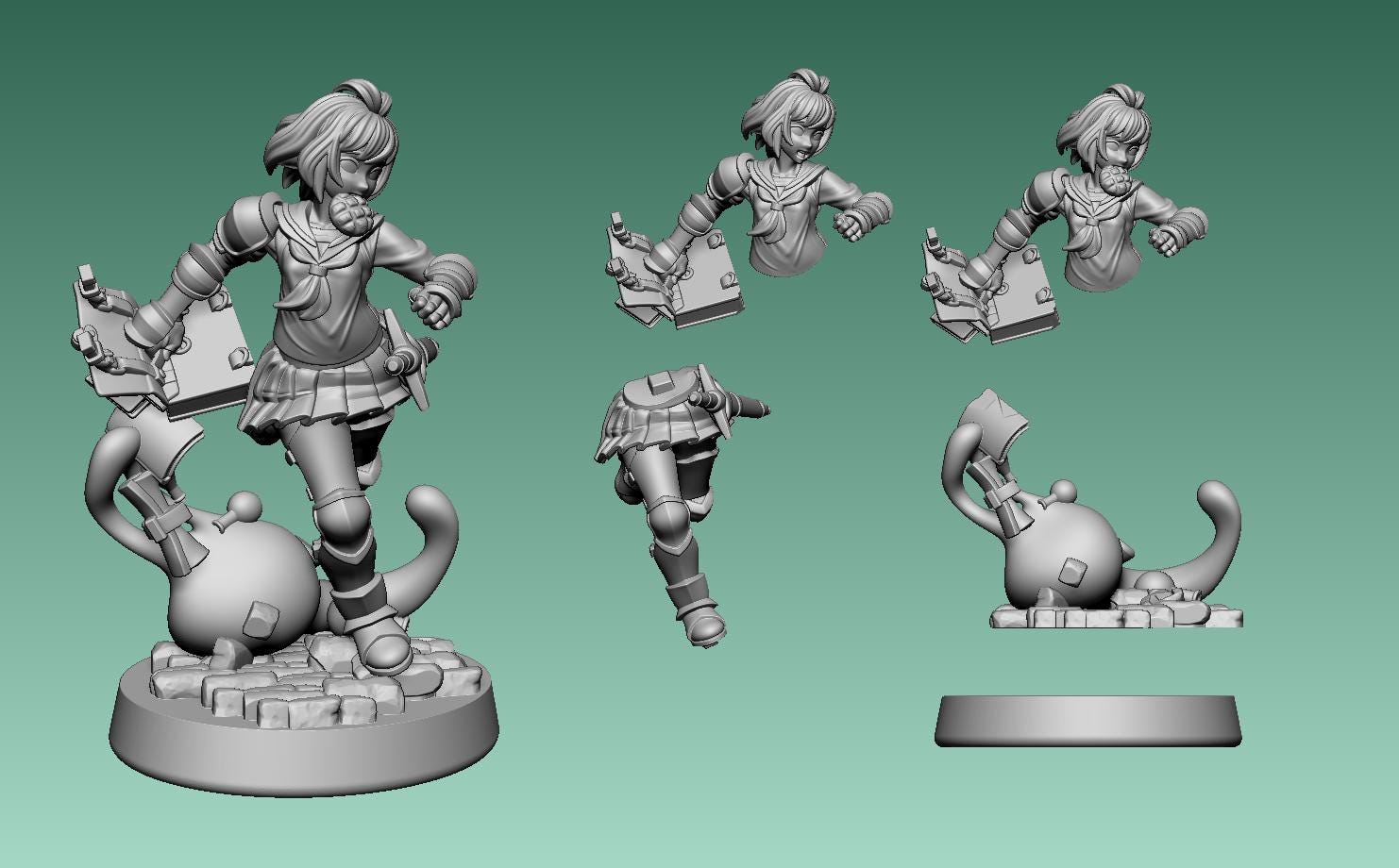 After School Dungeons Miniature (6 Variations) - 28mm / 32mm / 36mm - LPOMC - Unpainted Resin Printed Figure for TTRPGs and Board Games