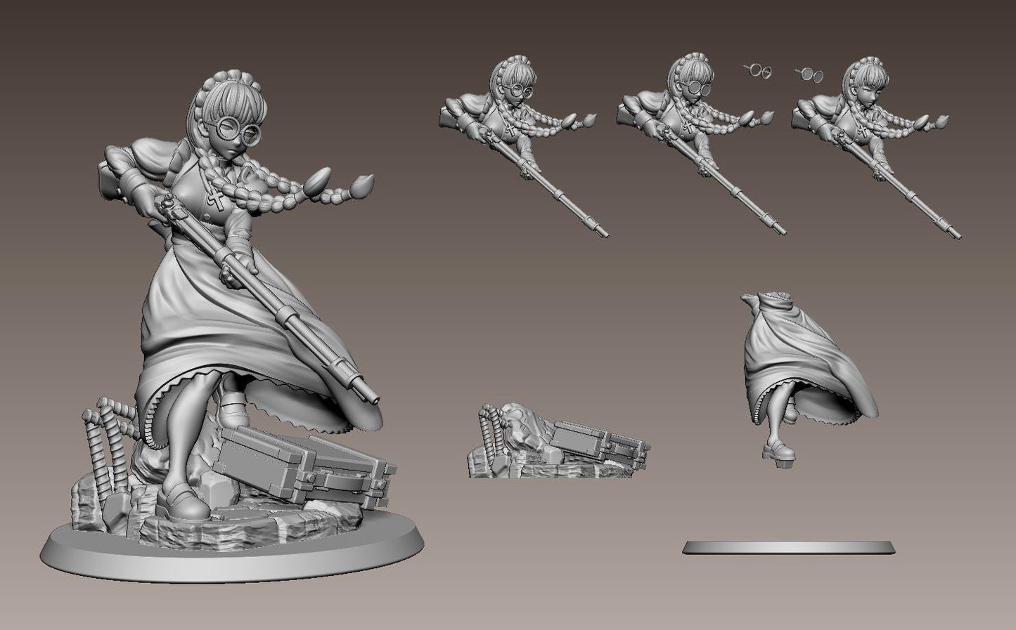 Bloodhound Maid Miniature - 28mm / 32mm / 36mm / 75mm - LPOMC - Unpainted Resin Printed Figure for D&D, TTRPGs, and Board Games