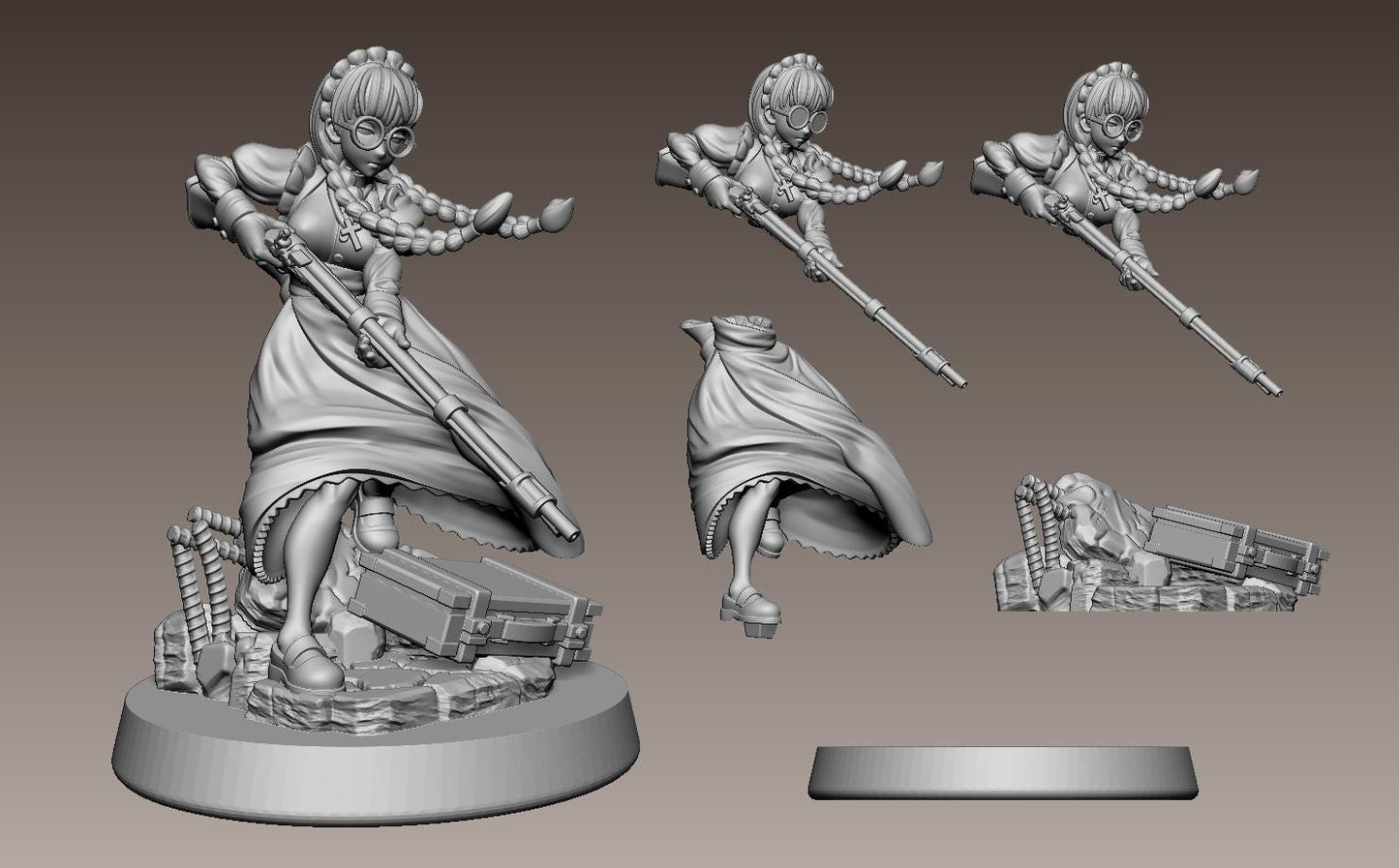 Bloodhound Maid Miniature - 28mm / 32mm / 36mm / 75mm - LPOMC - Unpainted Resin Printed Figure for D&D, TTRPGs, and Board Games