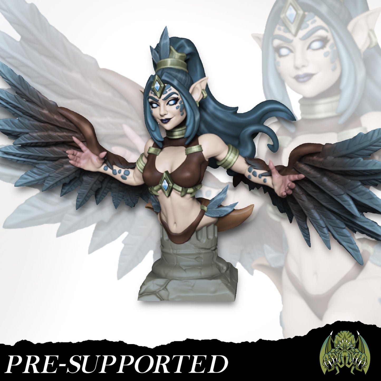 Althea Longfeather Miniature (w/NSFW variation) - Miniatures of Madness - 28mm / 32mm / 36mm / Bust - Unpainted Miniature for TTRPGs
