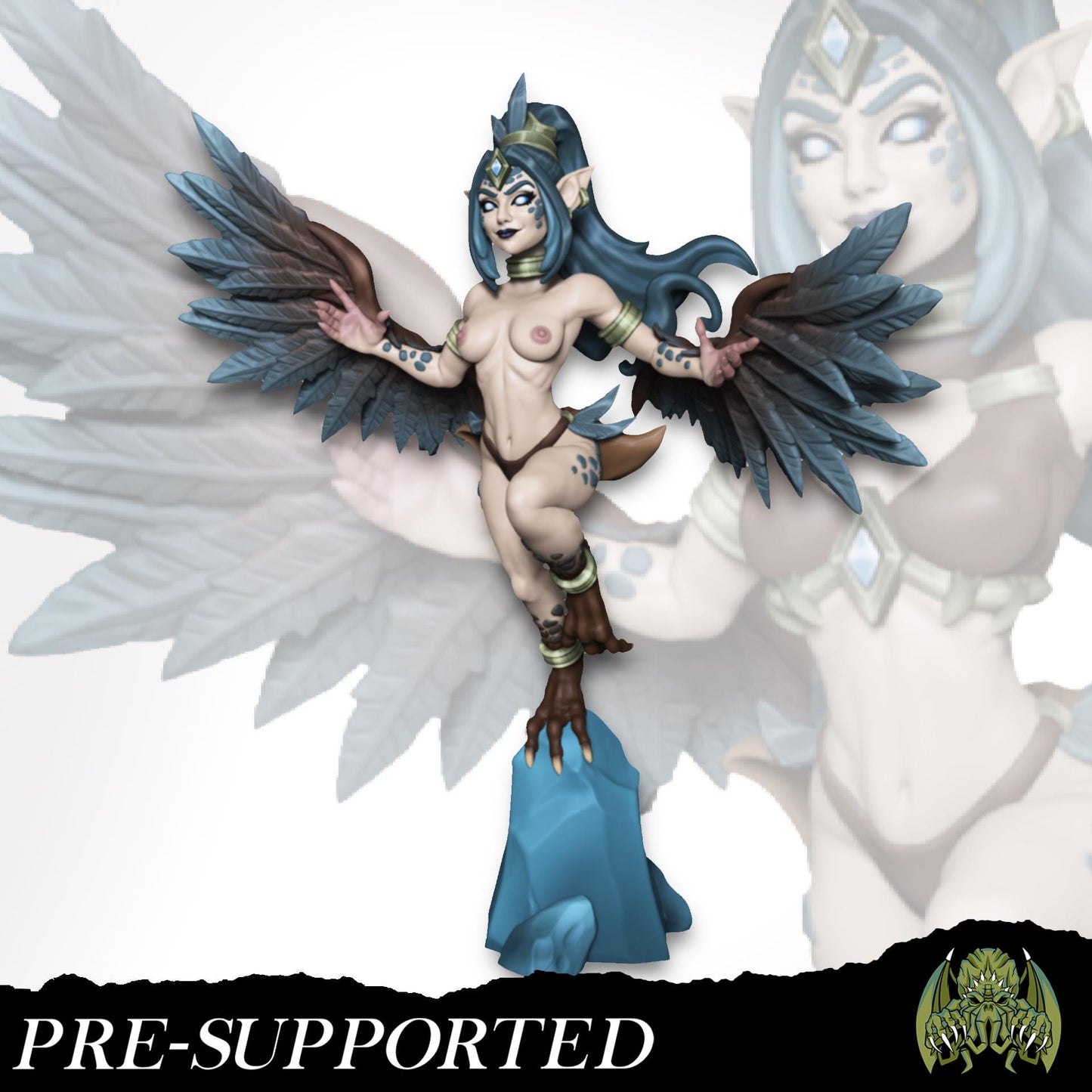Althea Longfeather Miniature (w/NSFW variation) - Miniatures of Madness - 28mm / 32mm / 36mm / Bust - Unpainted Miniature for TTRPGs