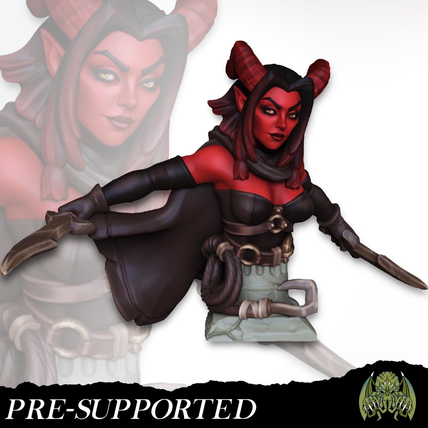 Nebis the Tiefling Rogue Miniature (w/NSFW variation) - Miniatures of Madness - 28mm / 32mm / 36mm / Bust - Unpainted Miniature for TTRPGs