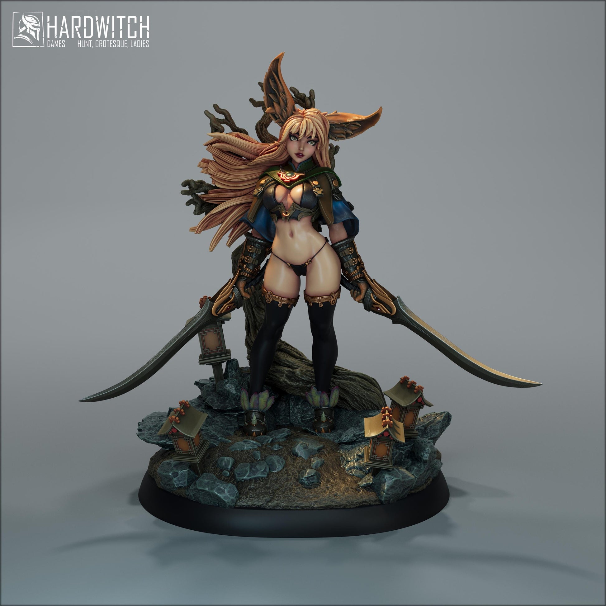 Foxgirl Vestra Eralima Miniature - 28mm / 32mm / 36mm / 75mm - HardWitch Games - Resin Printed Figure for D&D, TTRPGs, and Board Games