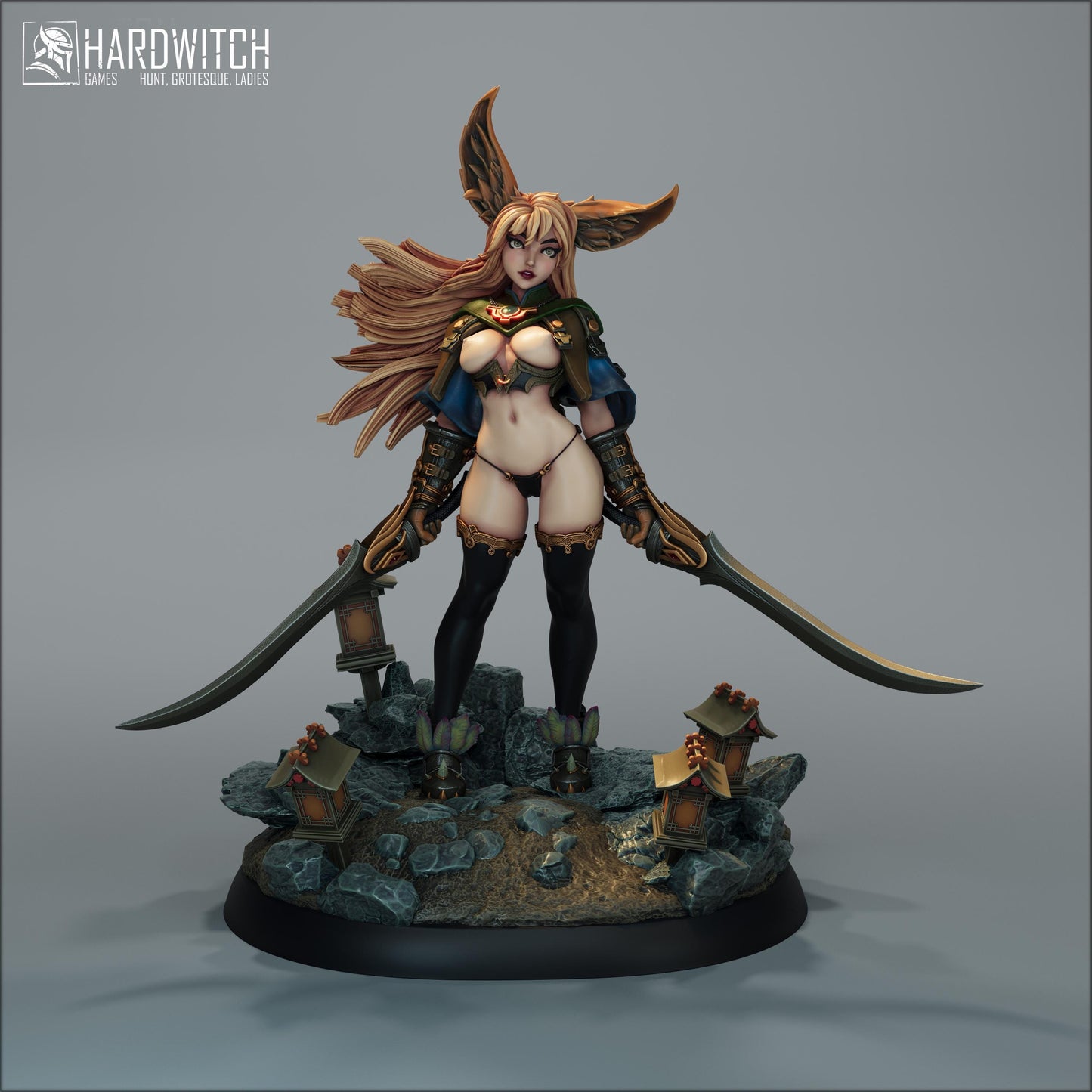 Foxgirl Vestra Eralima Miniature - 28mm / 32mm / 36mm / 75mm - HardWitch Games - Resin Printed Figure for D&D, TTRPGs, and Board Games