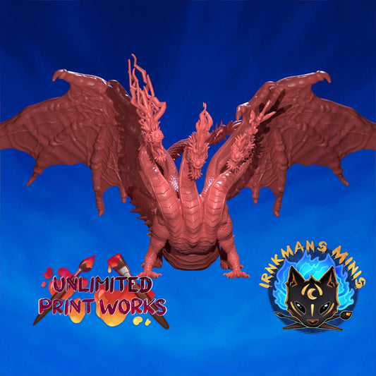 Giant Three-Headed Dragon - Irnkman's Minis - Unpainted Resin Printed Figure for TTRPGs and Board Games
