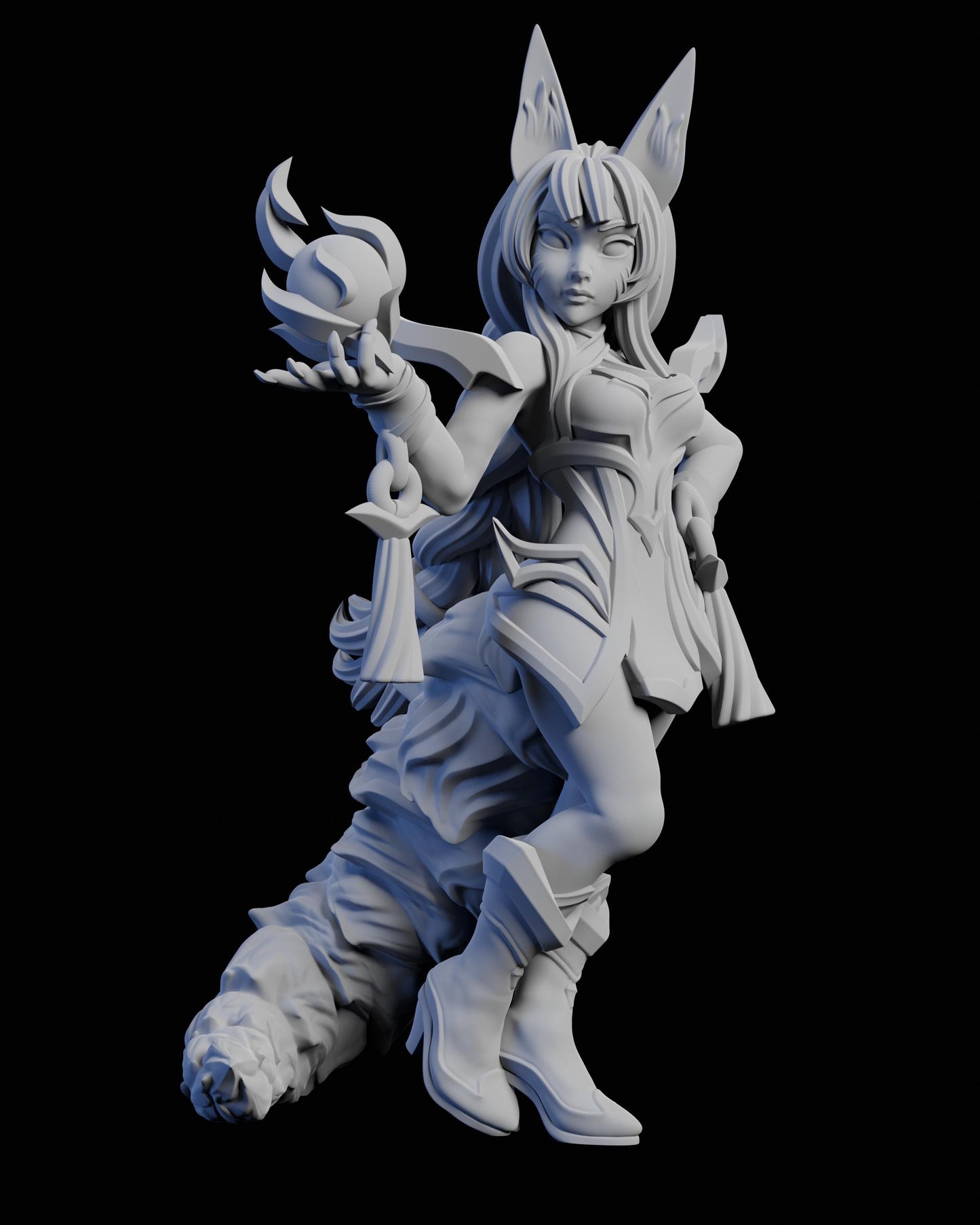 Fox Spirit Miniature (2 Variations) - 28mm / 32mm / 36mm / 75mm - Ethan Savage Studios - Unpainted Resin Printed Figure for TTRPGs