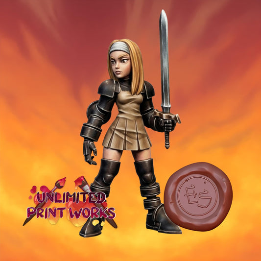 Female Squire Miniature - 28mm / 32mm / 36mm / 75mm - Ethan Savage Studios - Unpainted Resin Printed Figure for TTRPGs, and Board Games